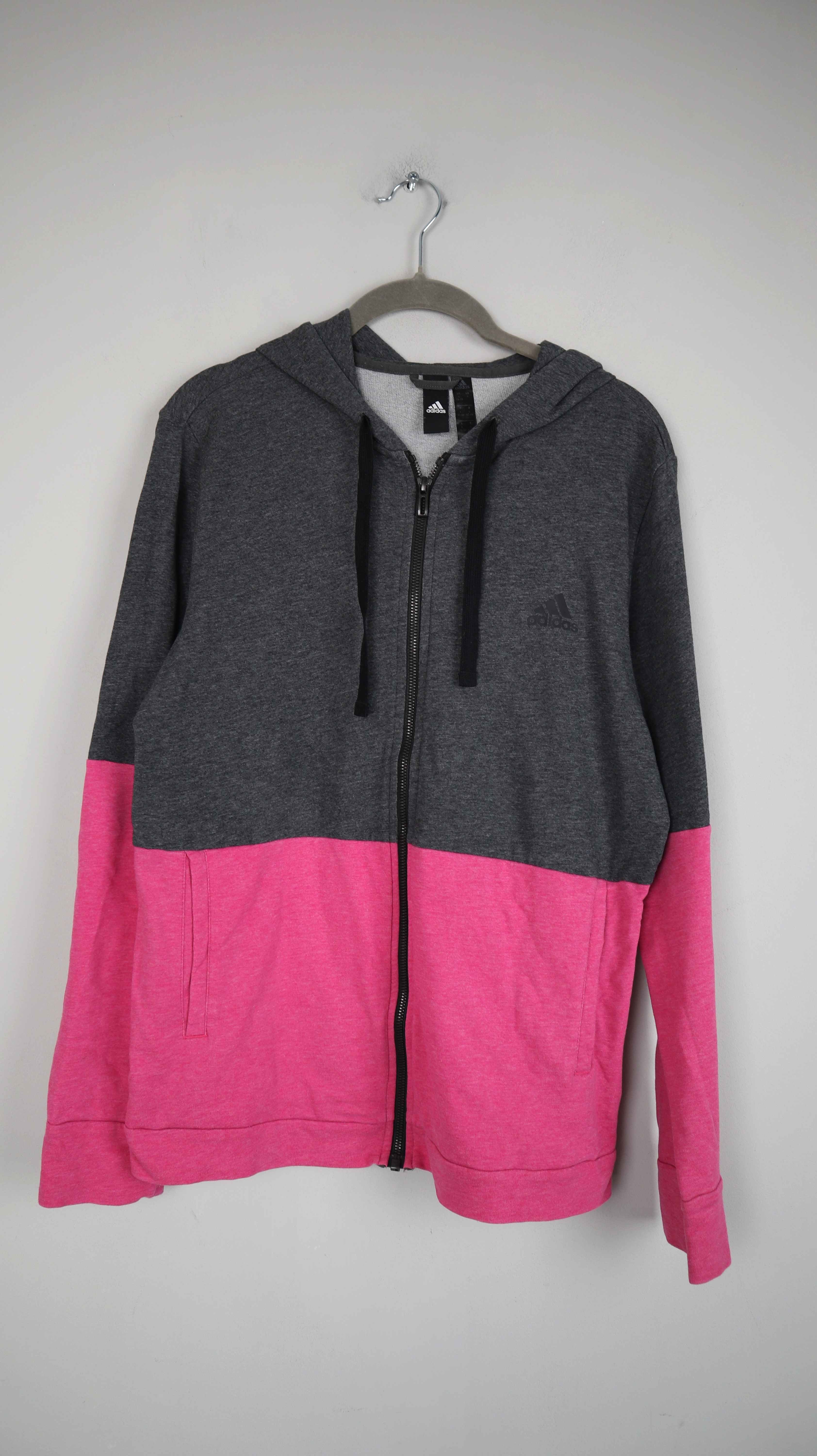 Adidas Jacke Sweater Sportjacke 40 L grau Pink Zipper Hoodie