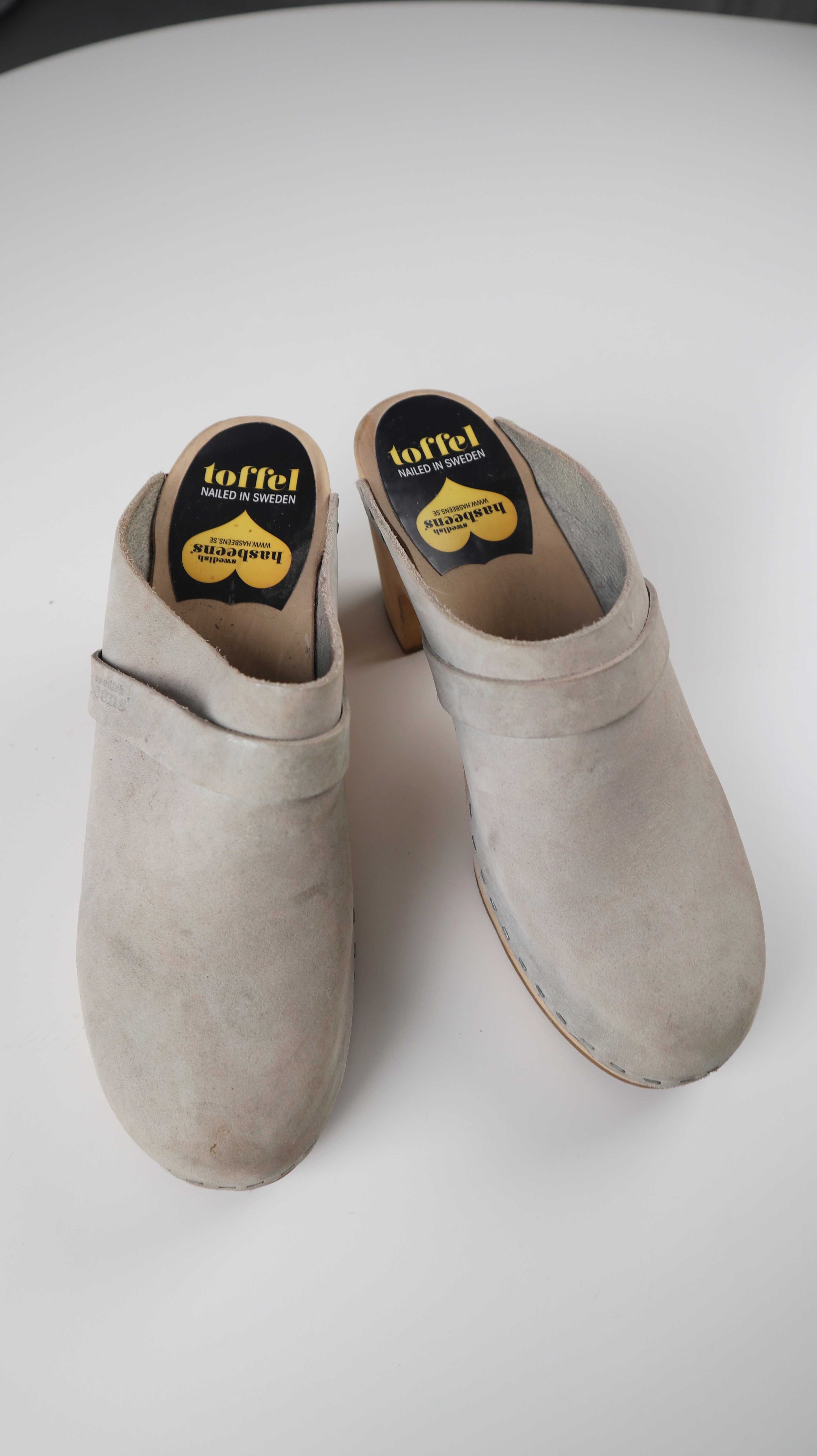 H&M Swedish Hasbeens Clogs Grau 40 Lederclogs toffel Lederclogs Sandalen