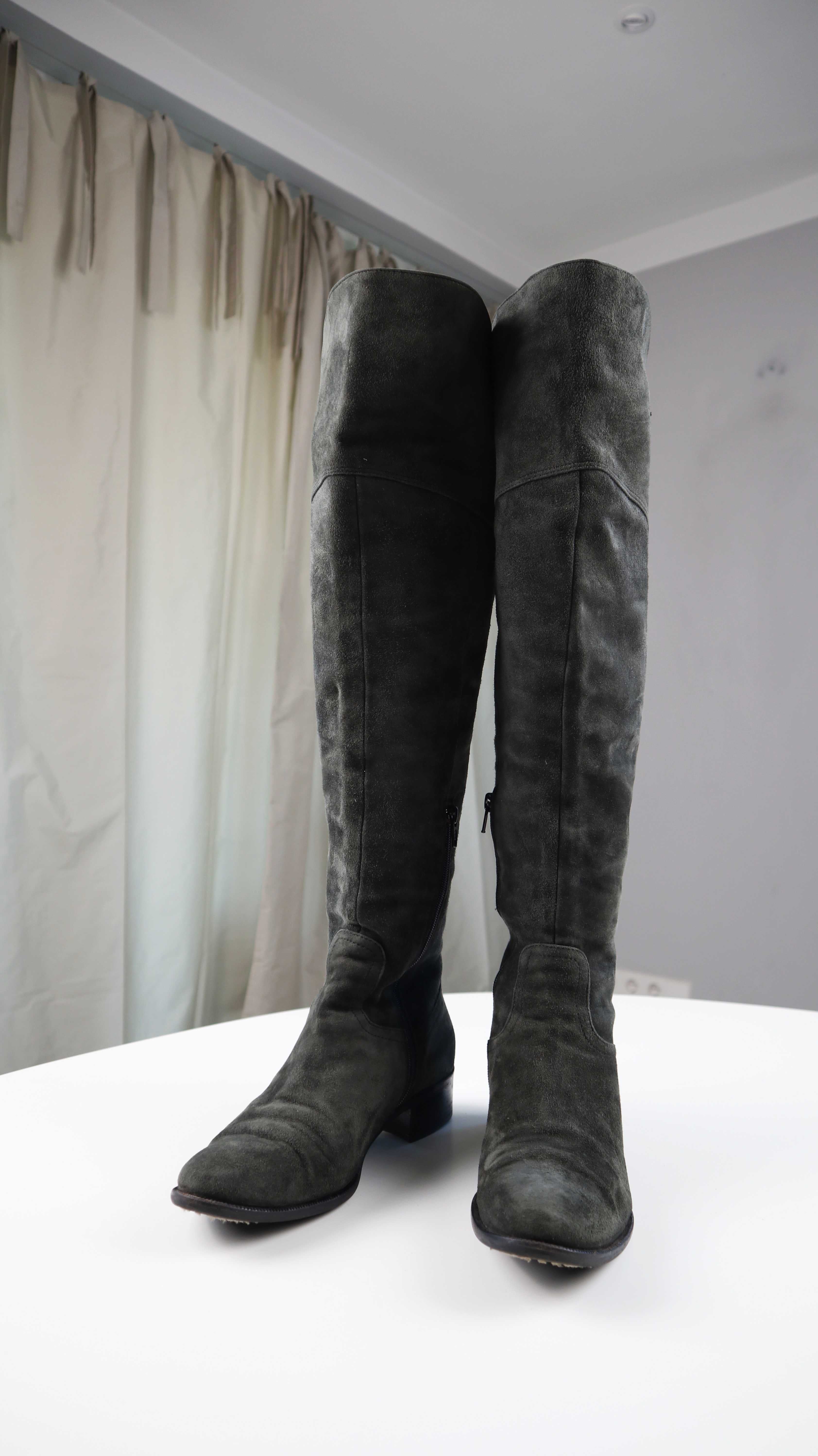 Stiefel Wildleder Overknee Lang Dunkelgrün Grün Wildlederstiefel 39