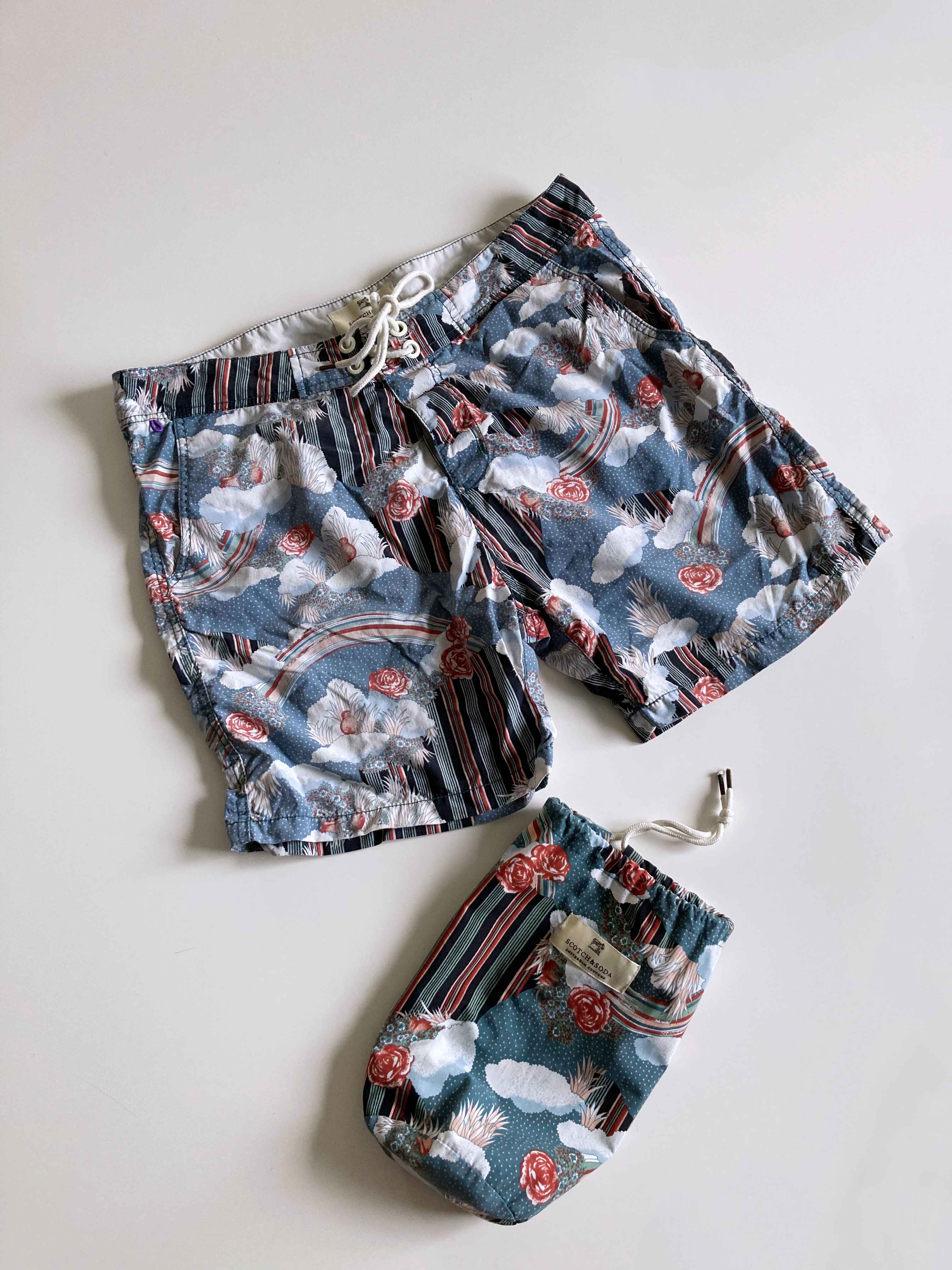 Scotch & Soda Badehose M Hose Shorts Bermudashorts asiatisch Muster Blau