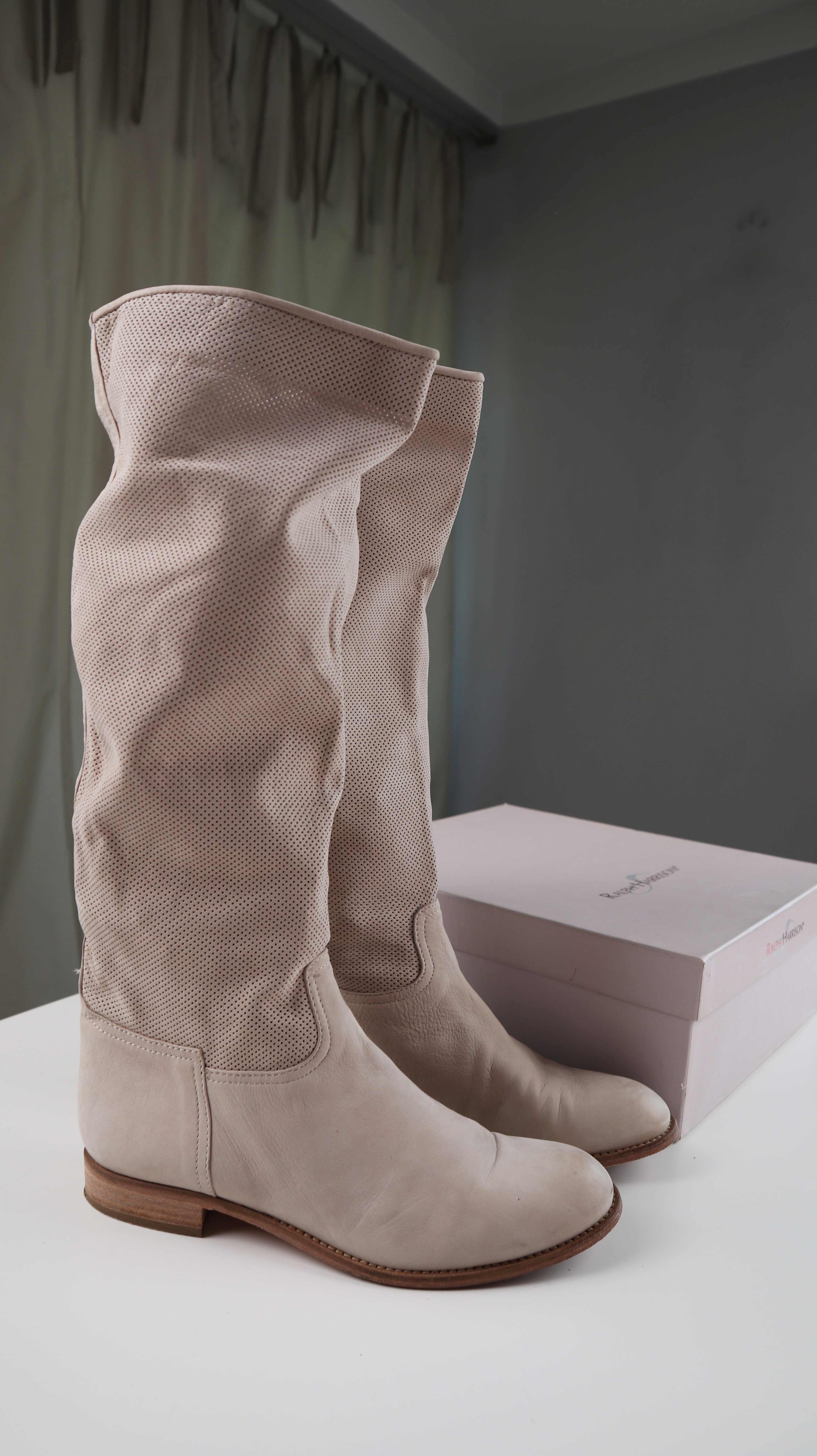 Ralph Harrison Stiefel Creme 40 Beige Lederstiefel flach Leder