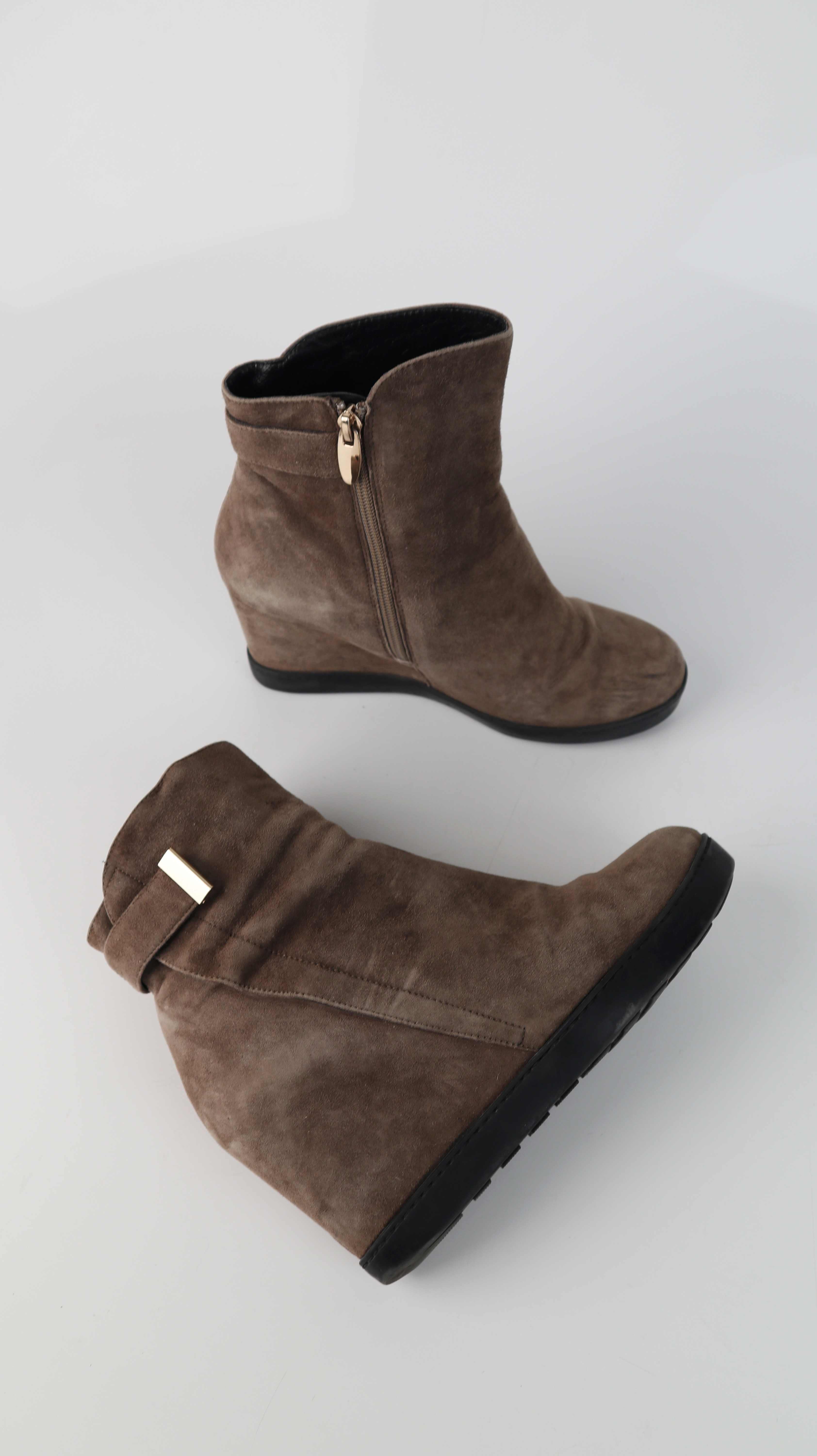 Stiefeletten braun Wedges 39 Absatzschuhe Wildleder Keilabsatz