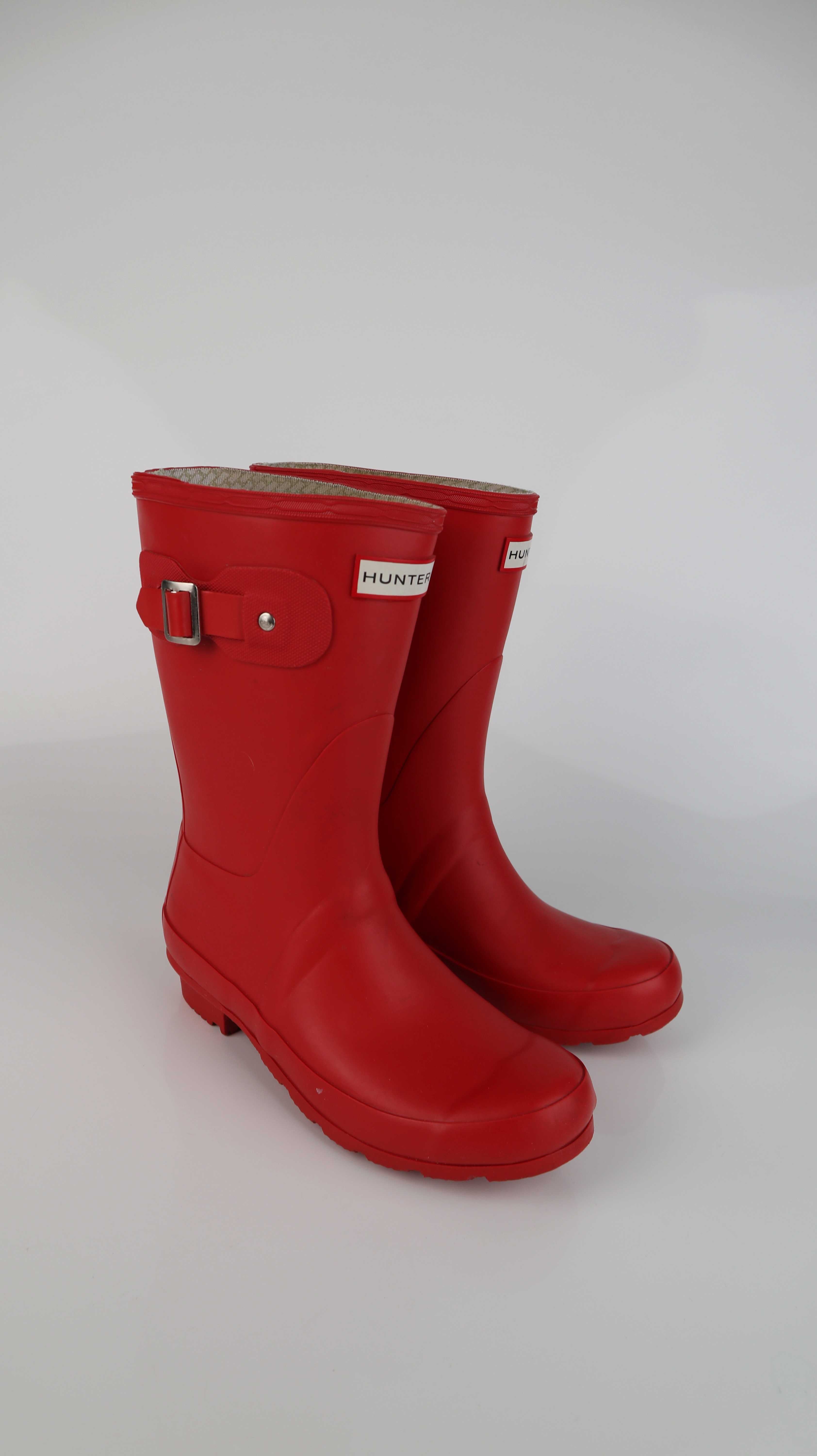 Hunter Gummistiefel rot 36 Stiefel Regenstiefel Halbhoch Halb Erdbeerrot