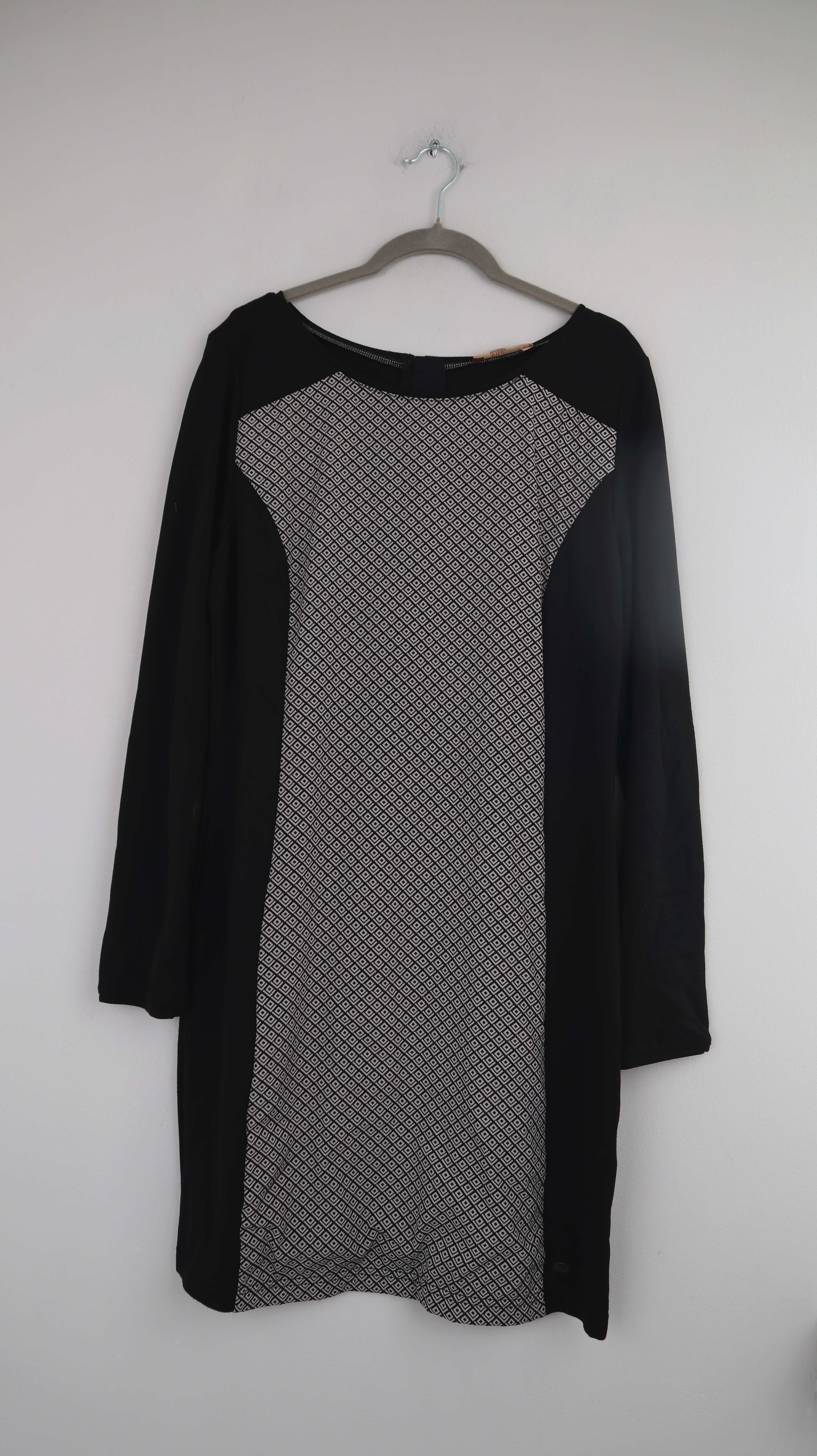 EDC Kleid Schwarz weiß XL Midi Midikleid Etuikleid Stoffkleid