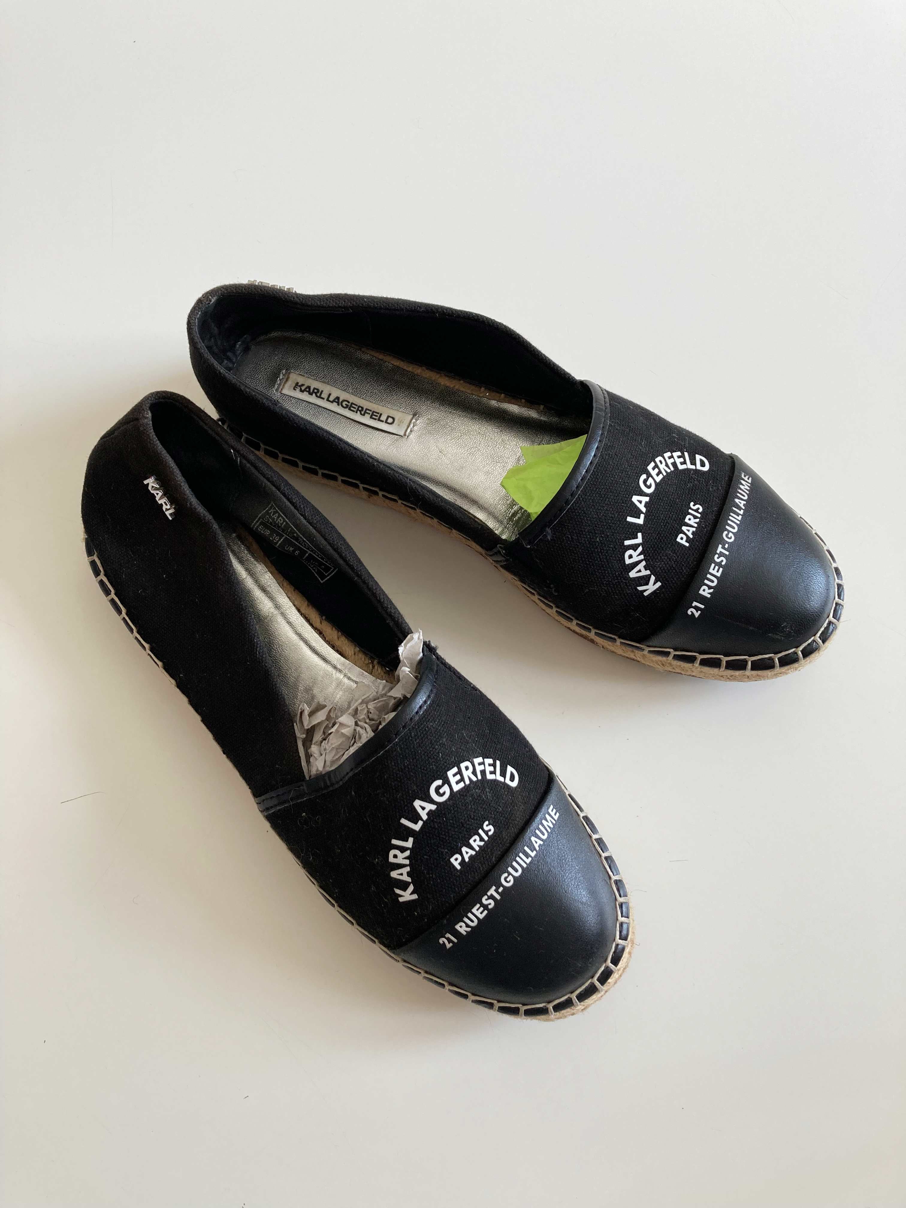 Karl Lagerfeld Slipper Ballerinas Loafer 39 Schwarz Espandrilles Design