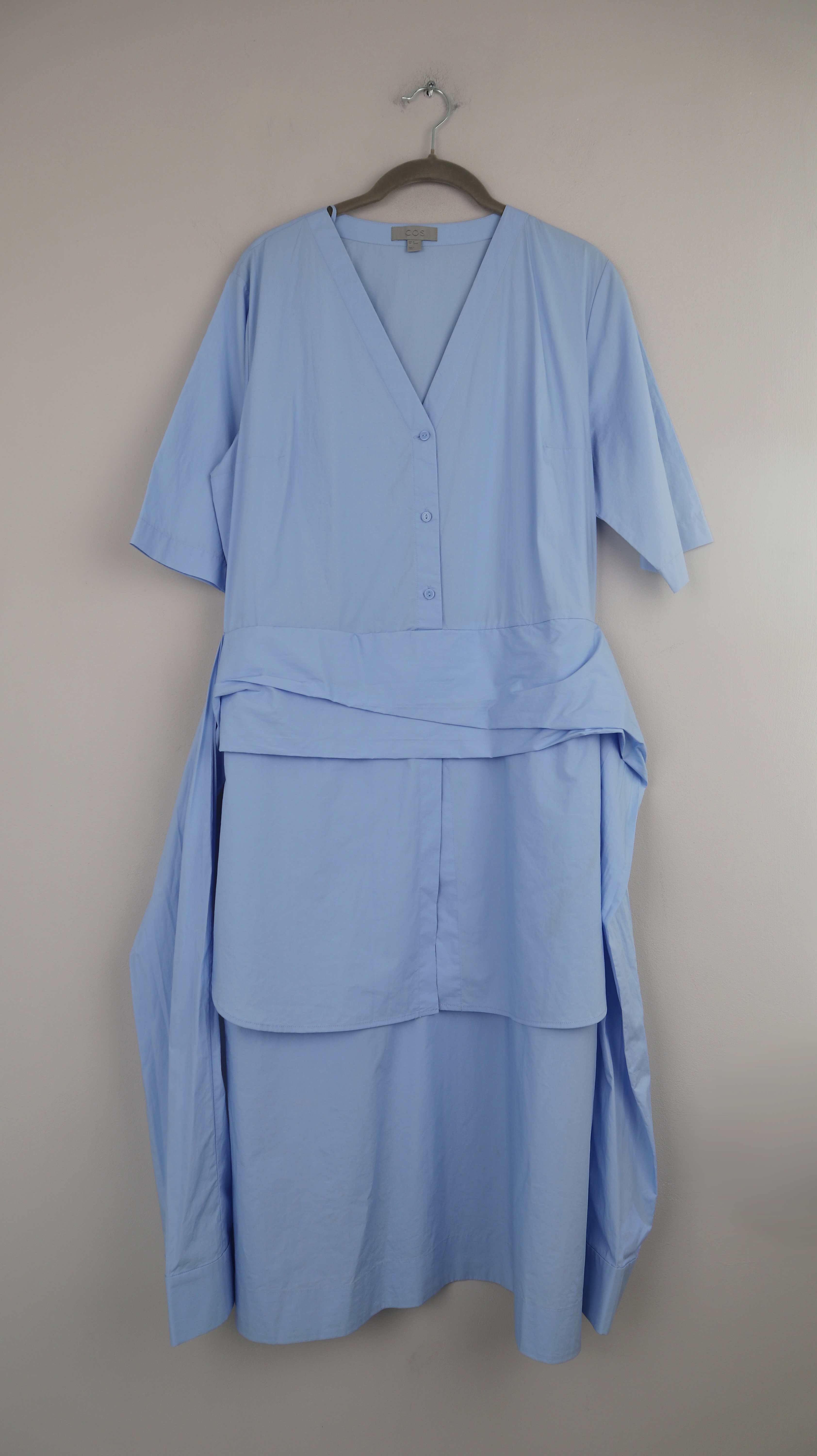 COS Kleid Blau 42 XL Wickelkleid Hellblau Sommerkleid Midi Midikleid