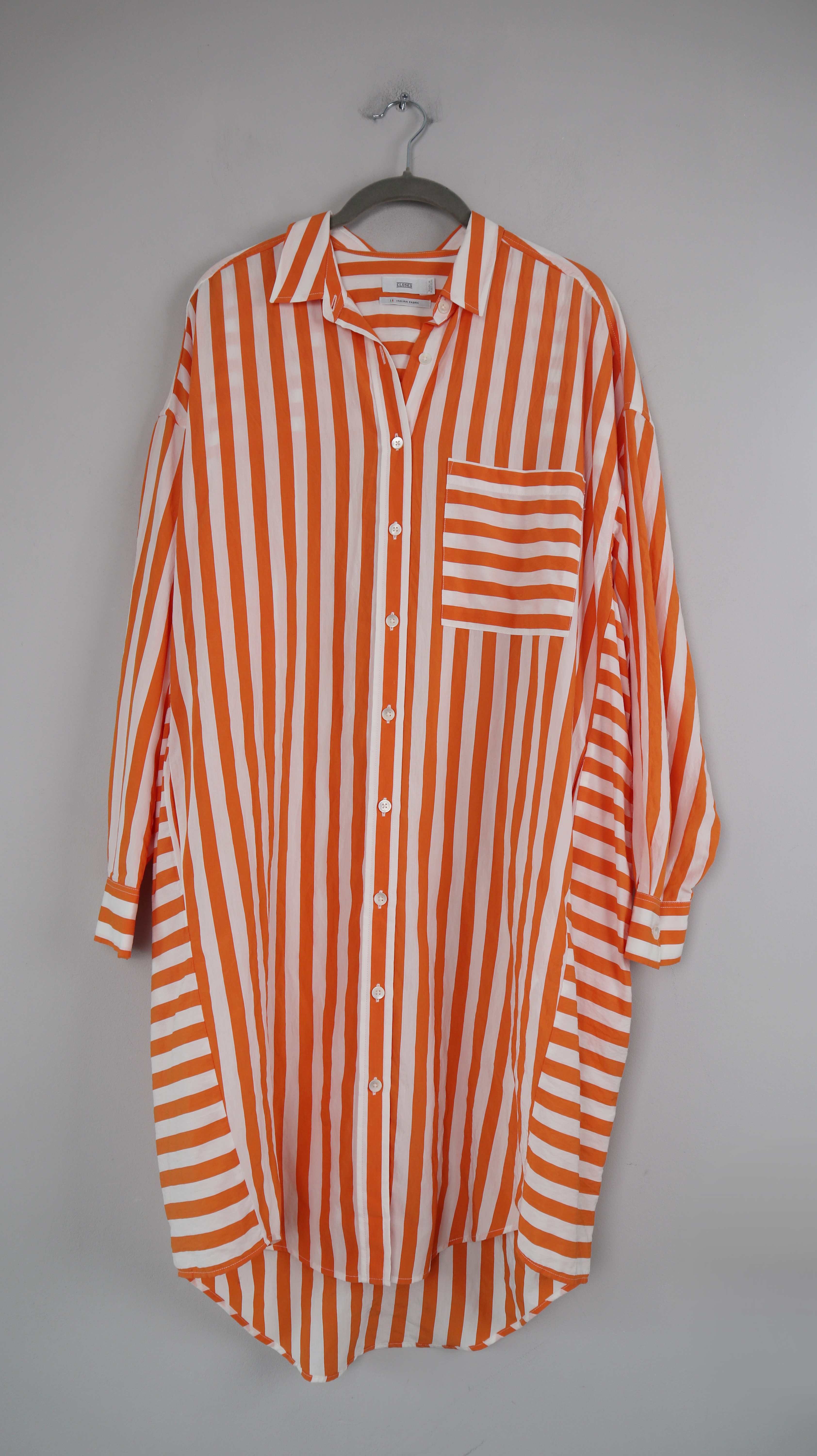 Closed Bluse Hemd Kleid XS Orange weiß gestreift Streifenbluse