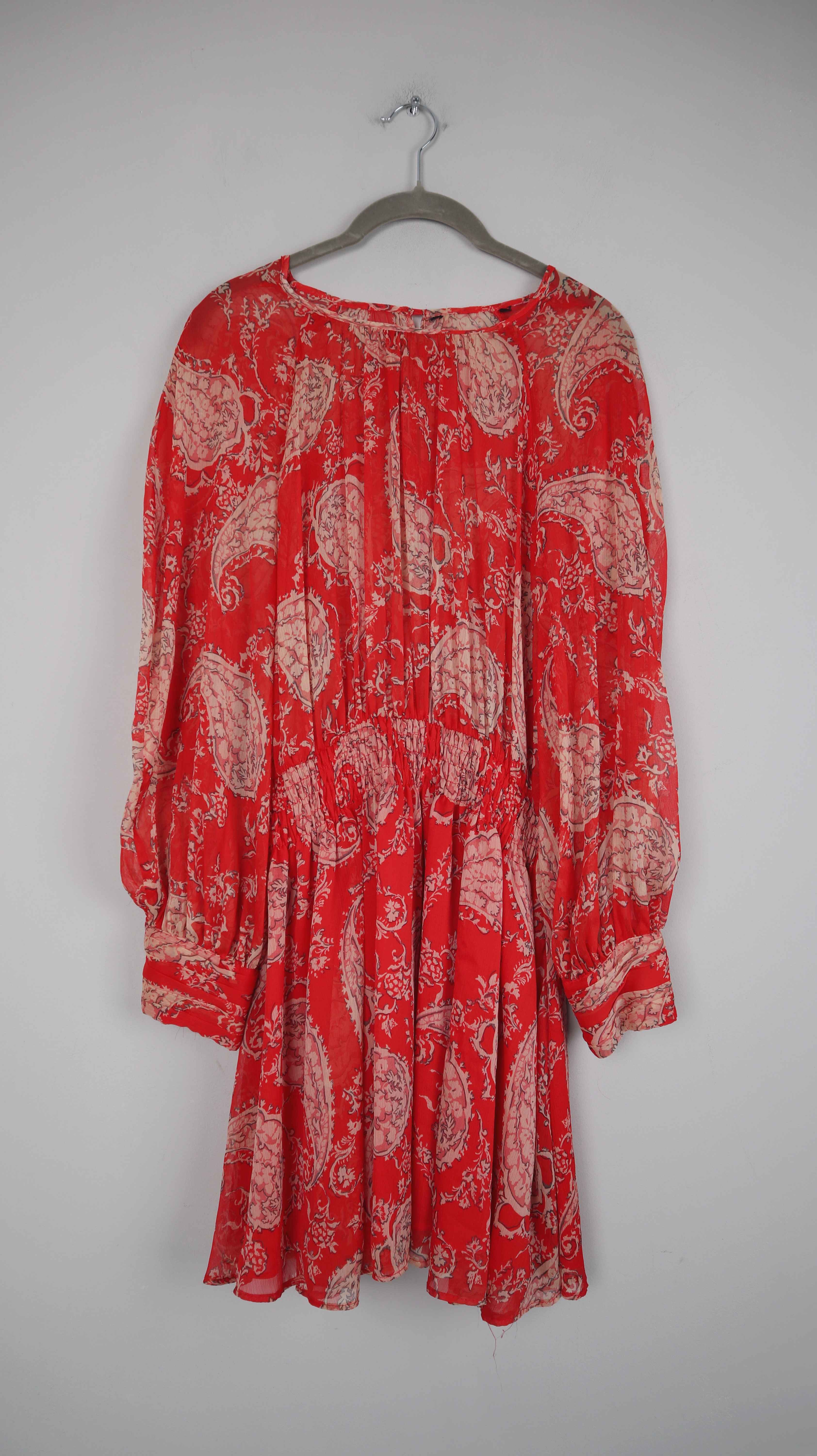 H&M Kleid rot Midi Midikleid 38 M Paisley basic Bluse