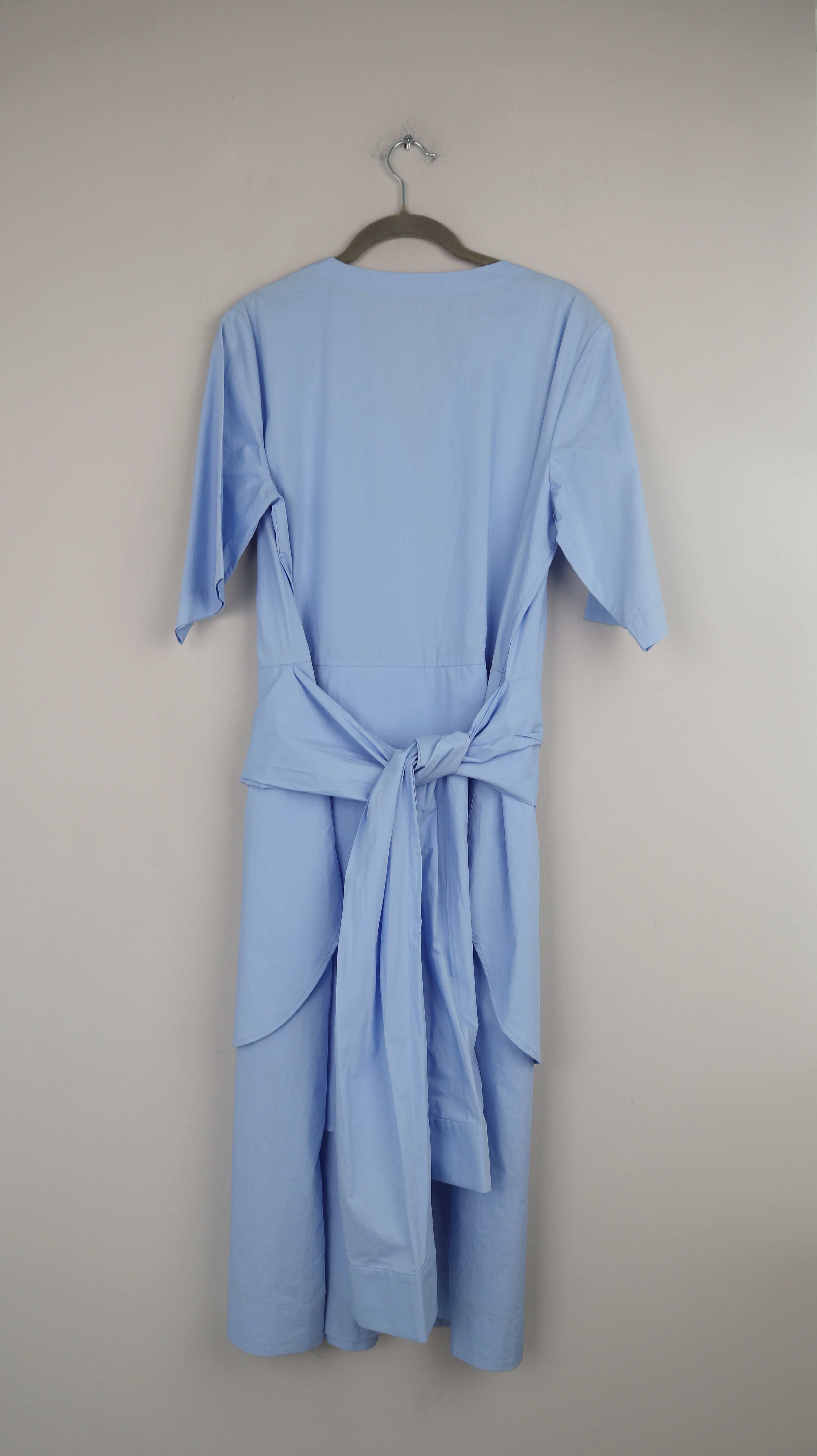 COS Kleid Blau 42 XL Wickelkleid Hellblau Sommerkleid Midi Midikleid