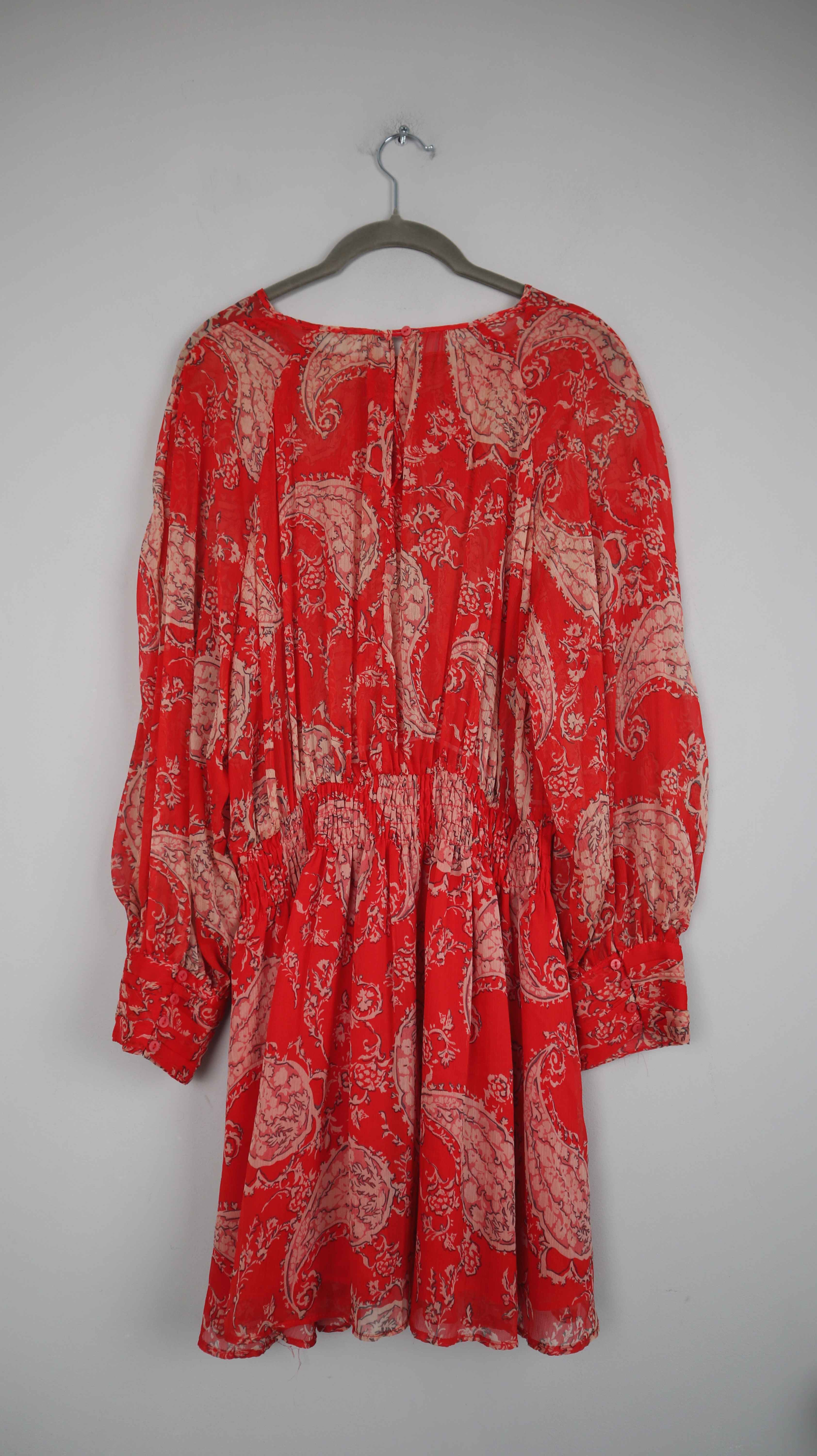 H&M Kleid rot Midi Midikleid 38 M Paisley basic Bluse