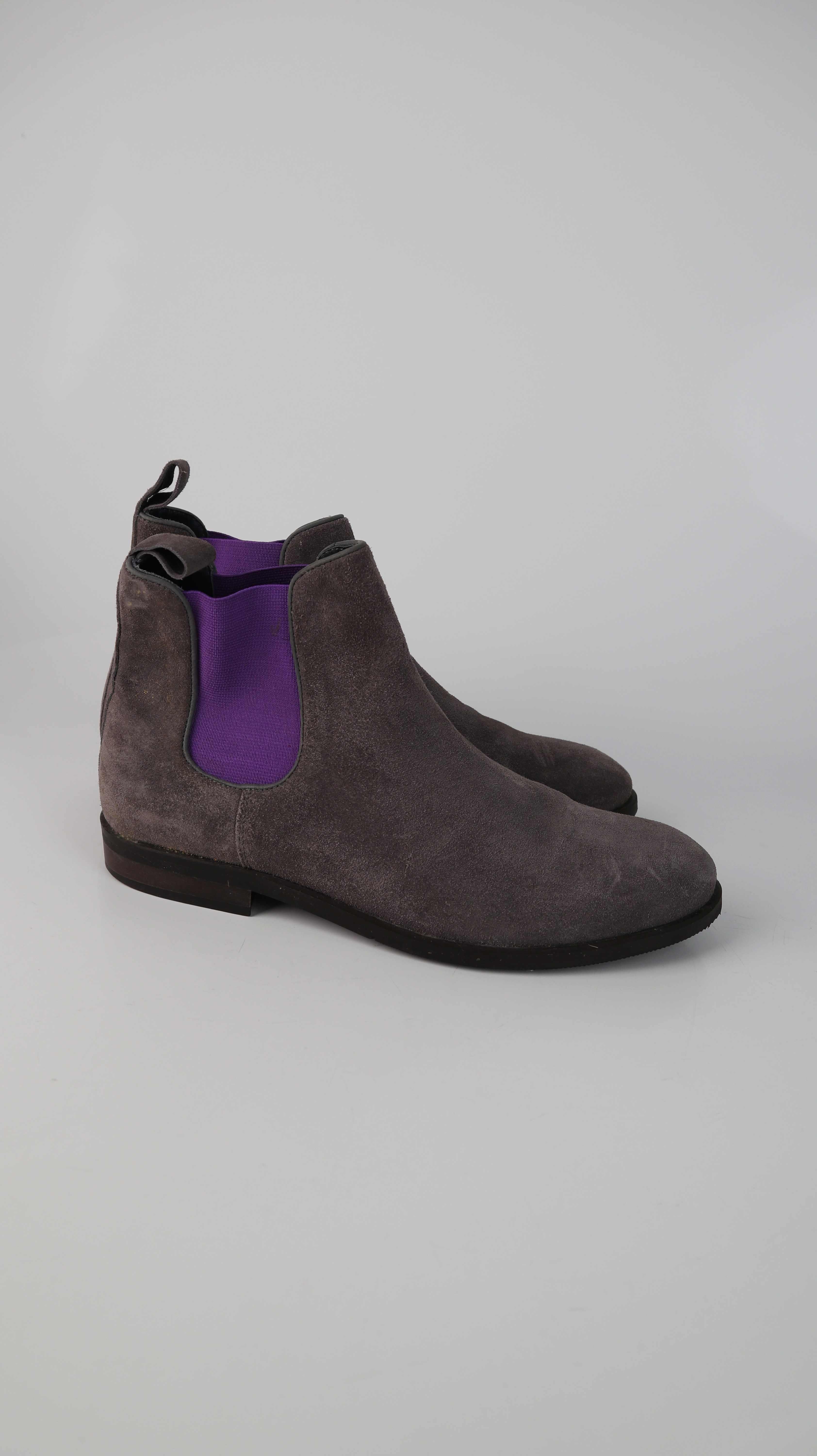 Kare Stiefeletten Grau 39 Chelsea Boots Wildleder Lila