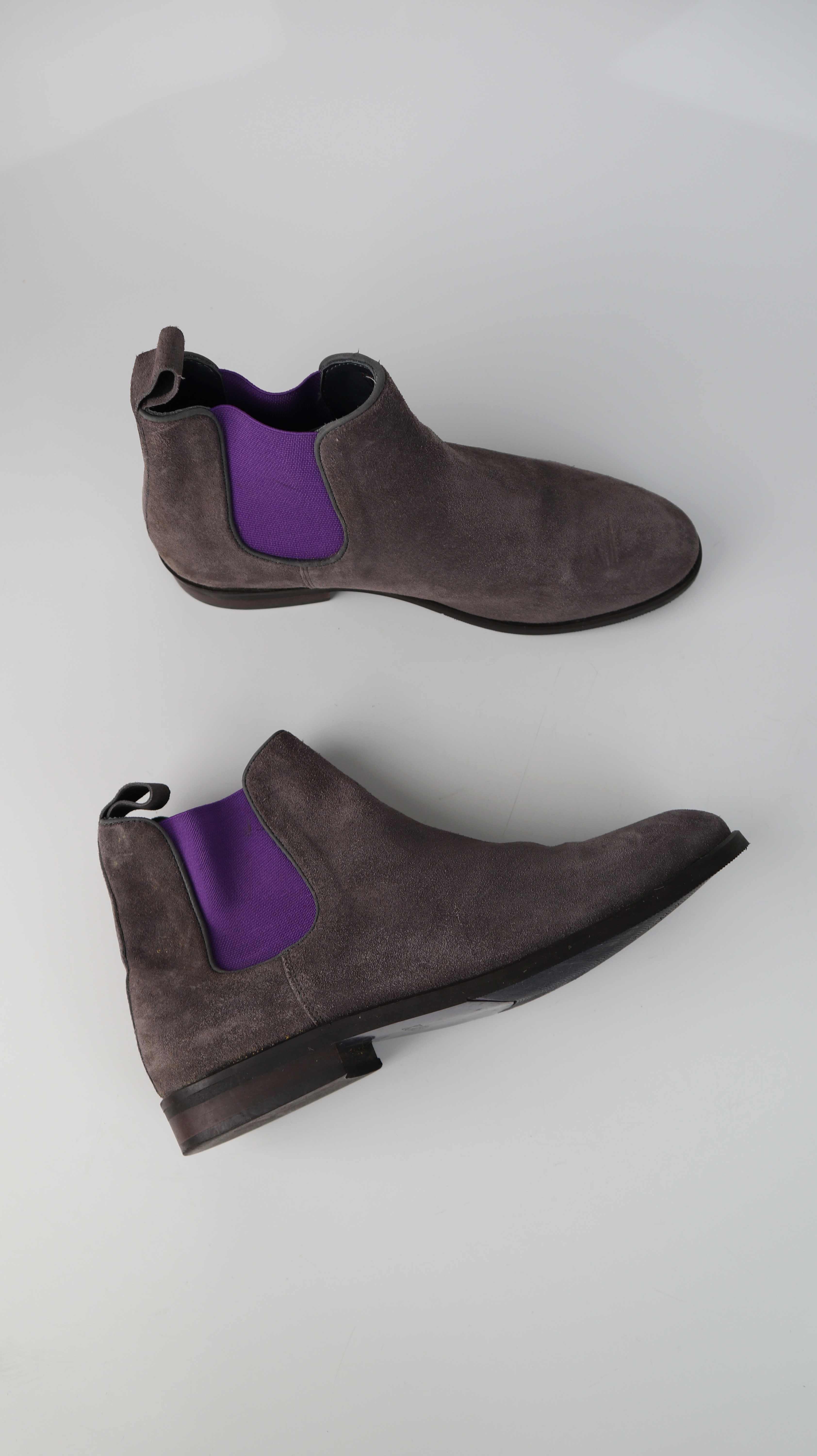 Kare Stiefeletten Grau 39 Chelsea Boots Wildleder Lila