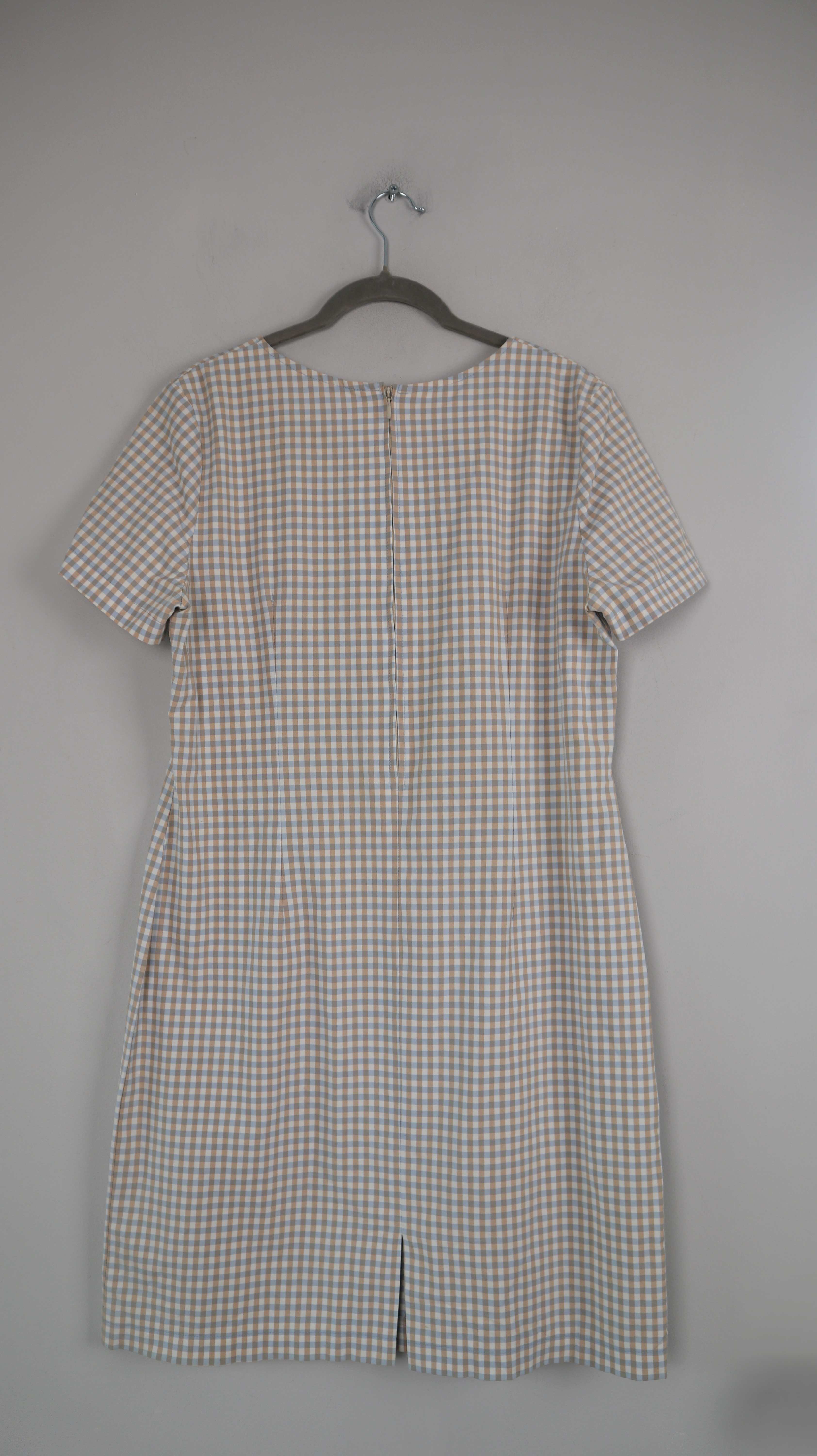 Kleid blau braun kariert Midi Midikleid 38 M Sommerkleid