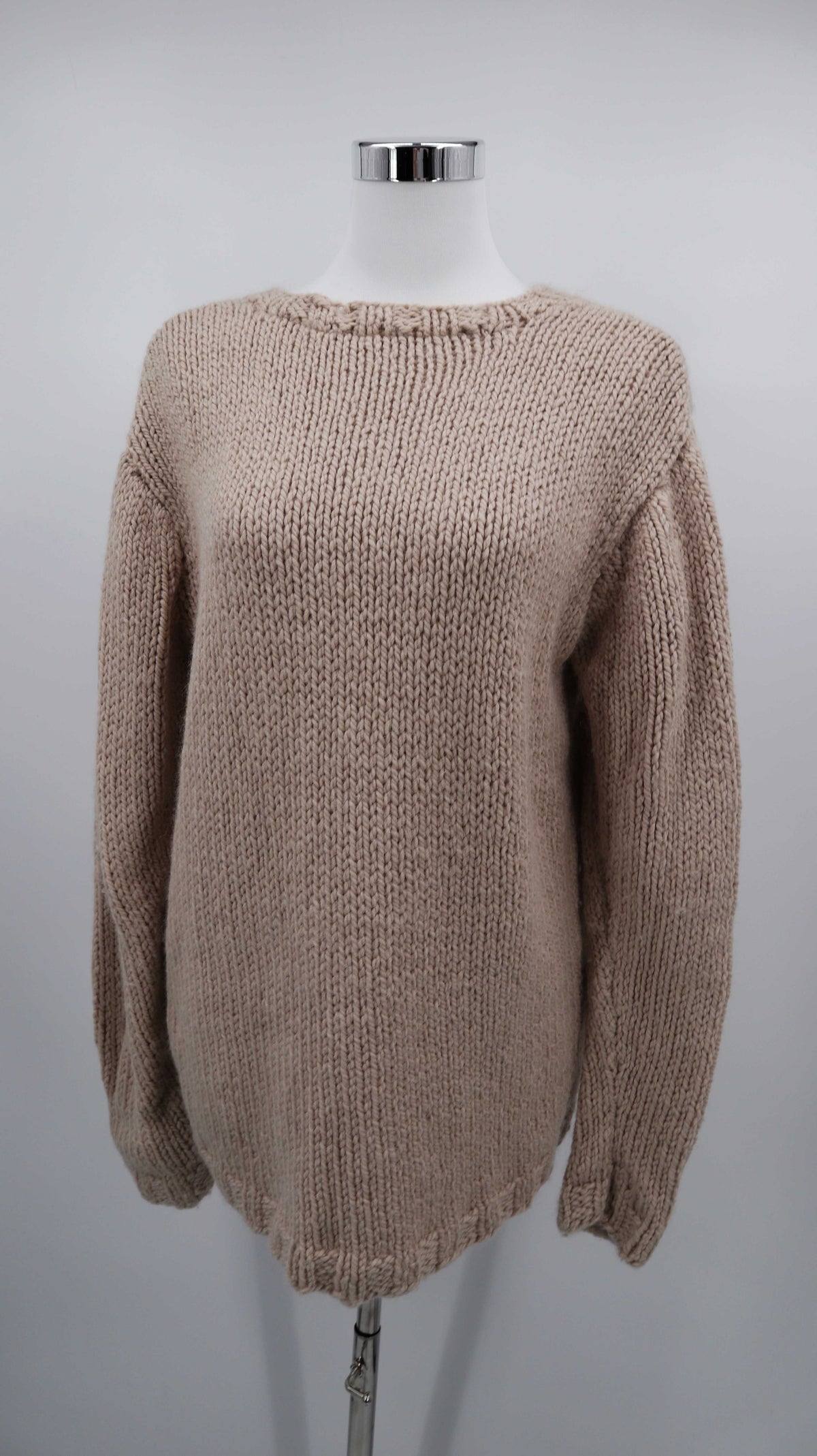 Strickpullover Creme Beige gestrickt 40 L 38 M Wolle Winterpullover