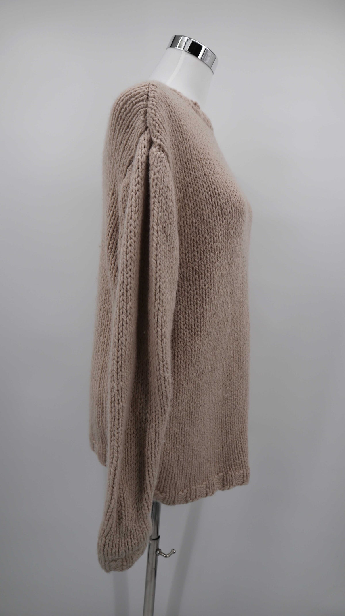 Strickpullover Creme Beige gestrickt 40 L 38 M Wolle Winterpullover