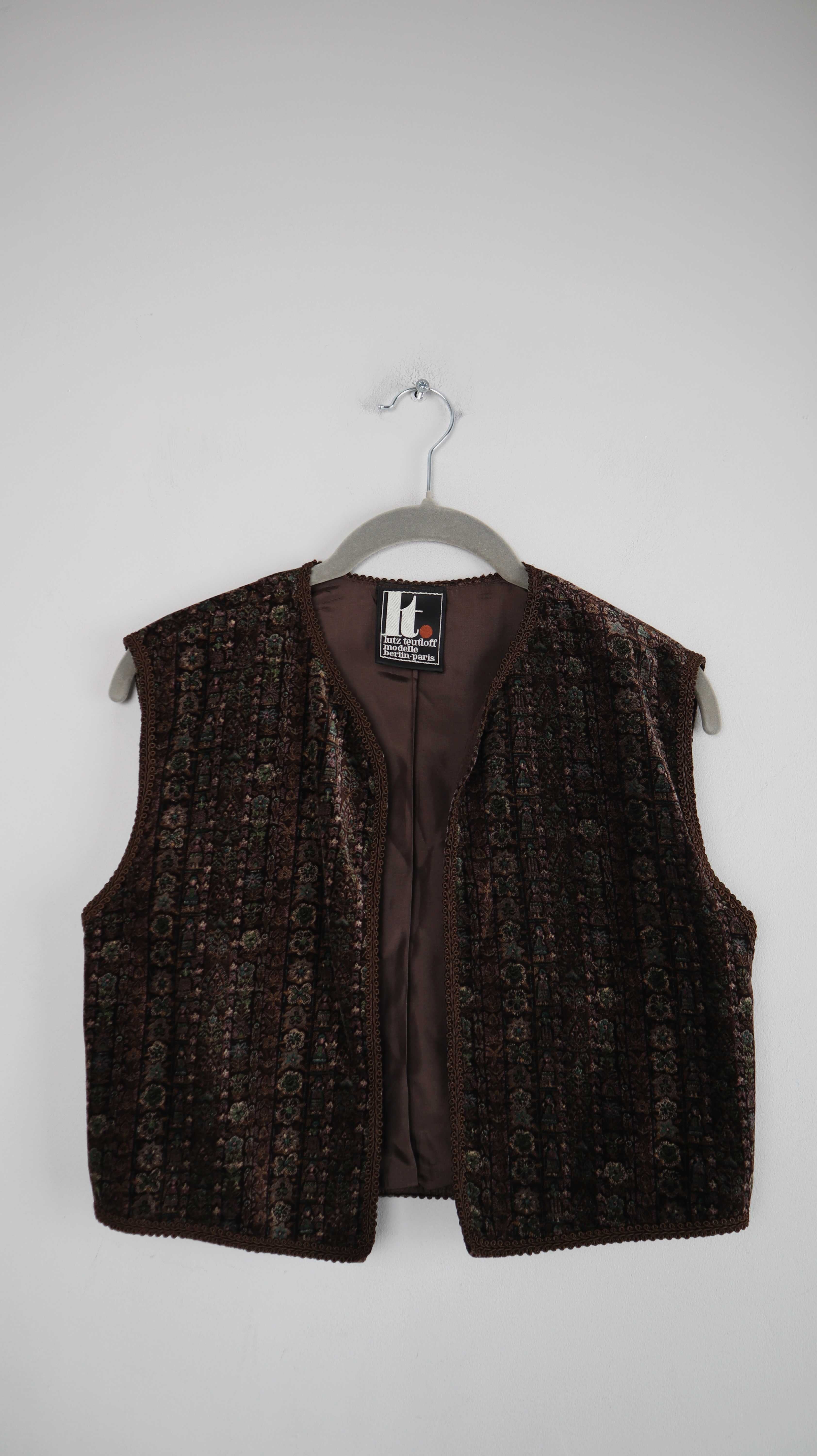 Lutz Teutloff Weste Braun Samtweste true Vintage Paisley Retro