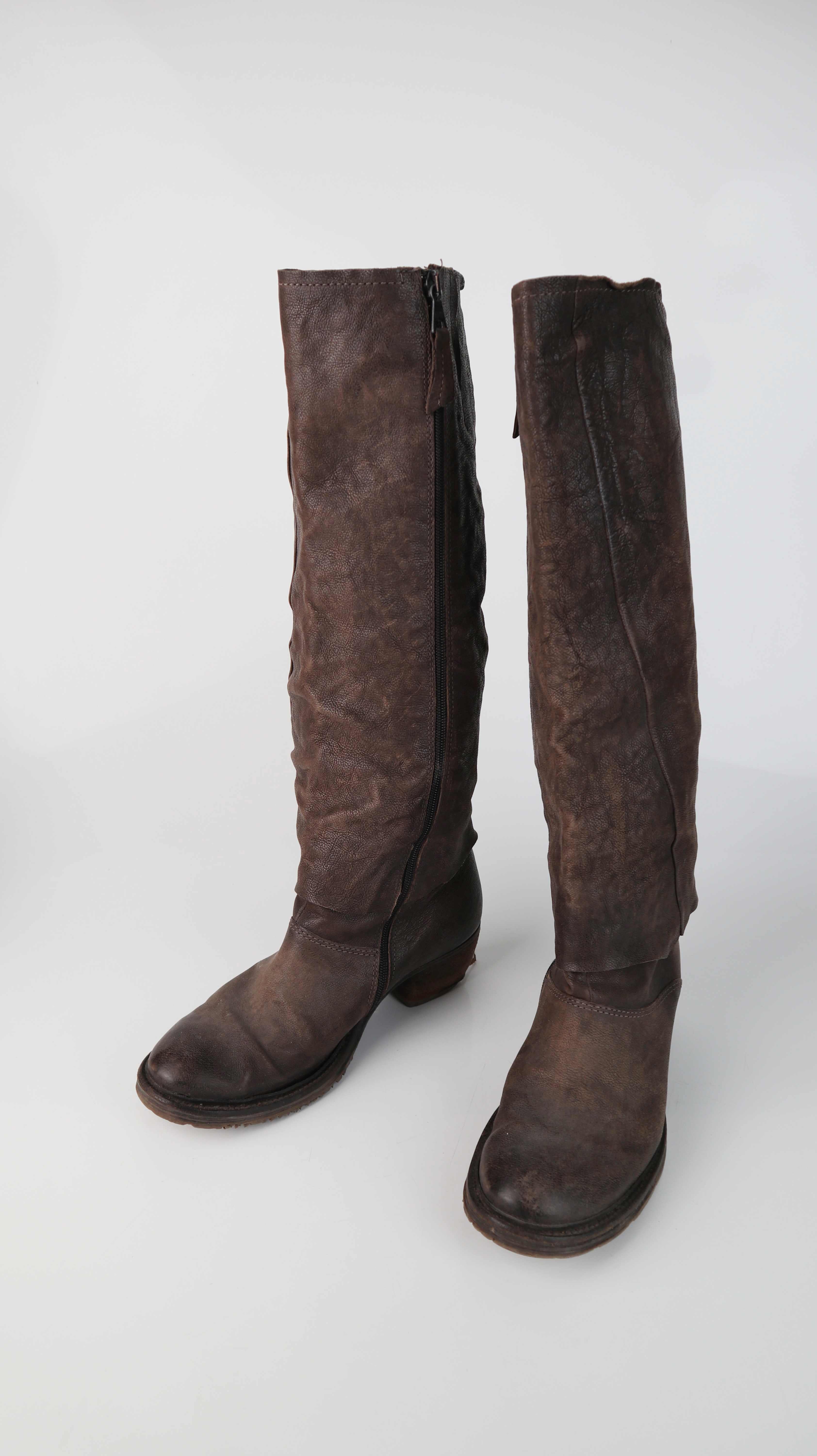 Stiefel braun Lederstiefel 39 lang basic