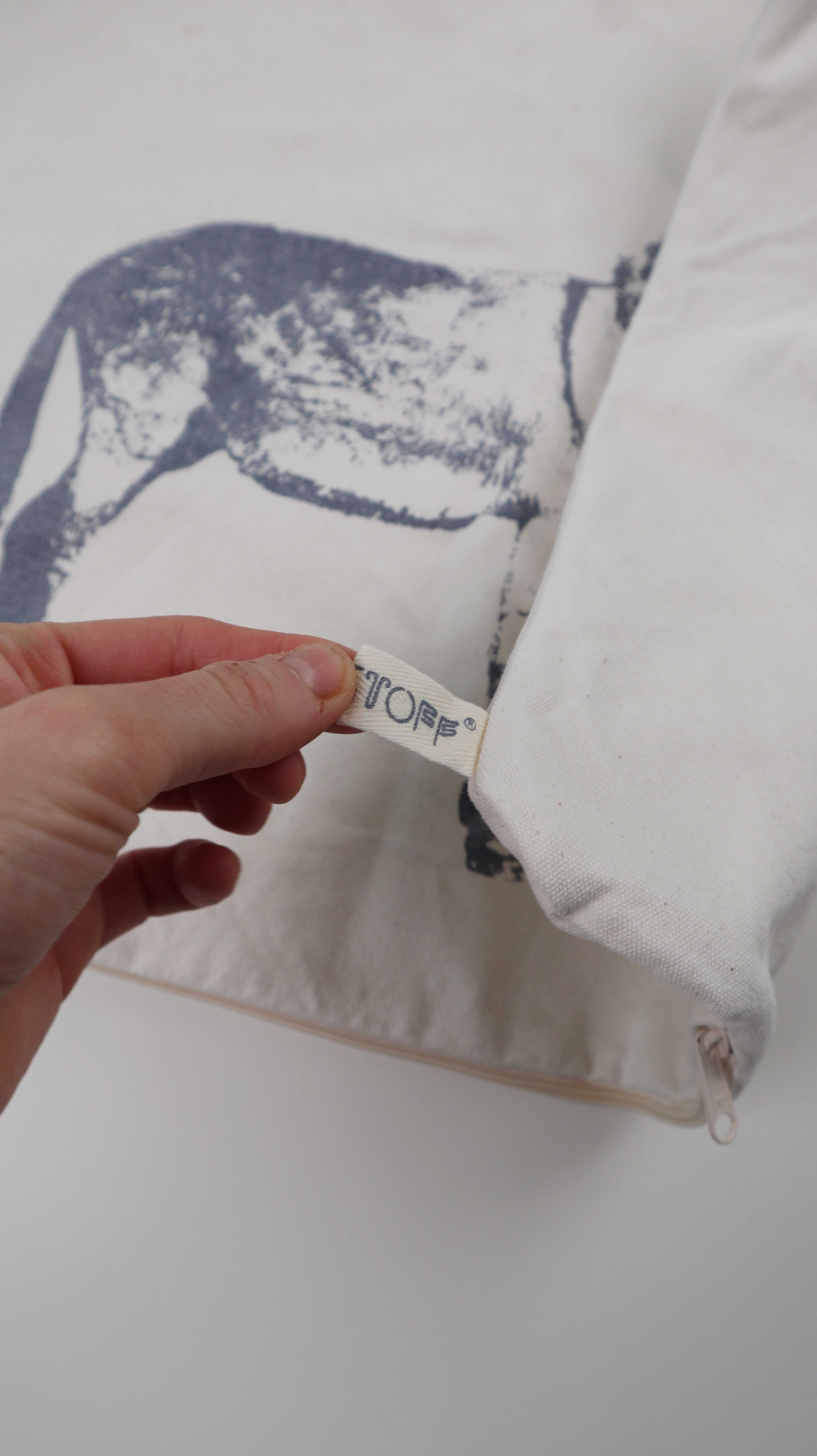 Kissenbezug Creme länglich Esel Motiv bedruckt