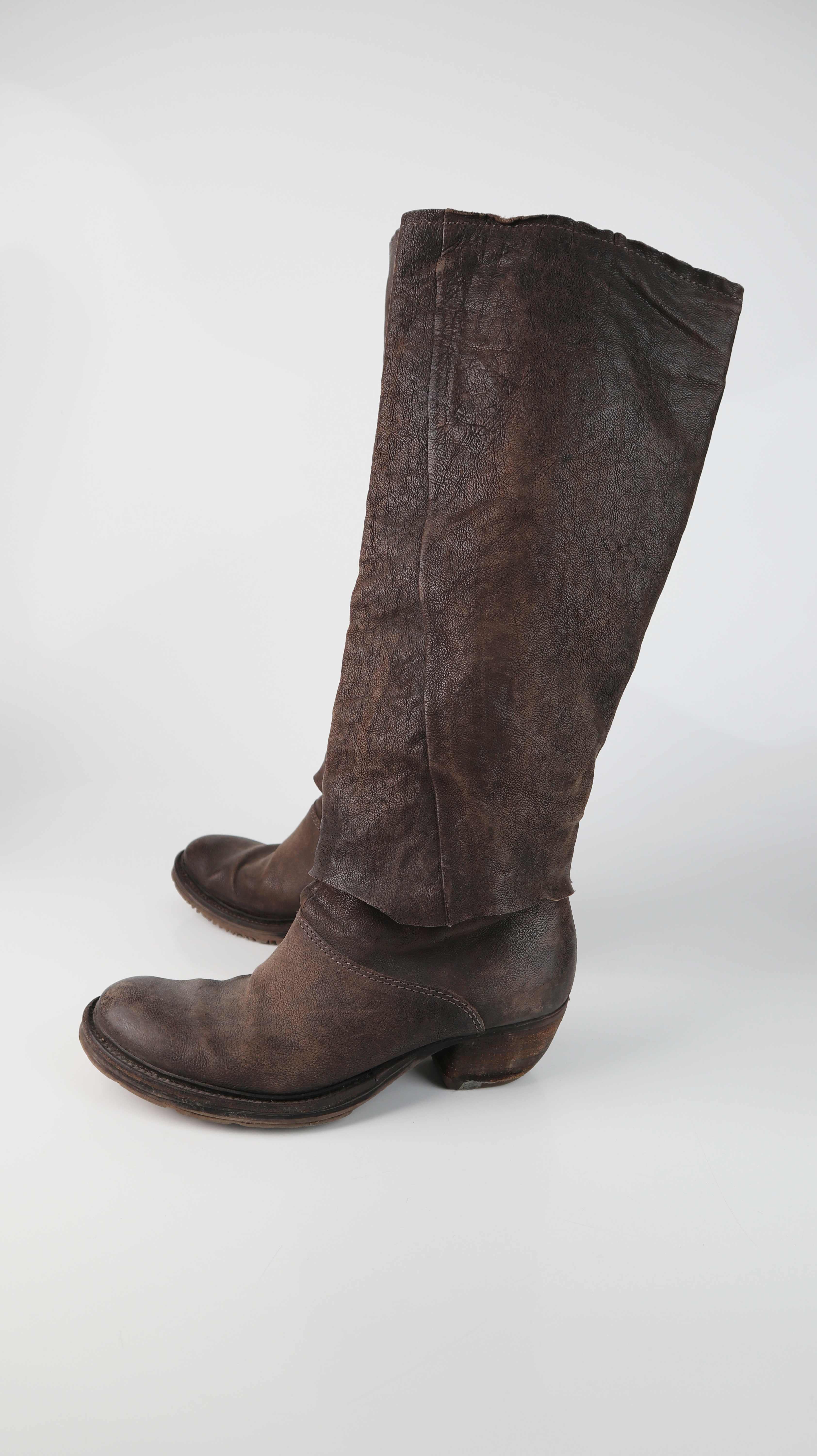 Stiefel braun Lederstiefel 39 lang basic