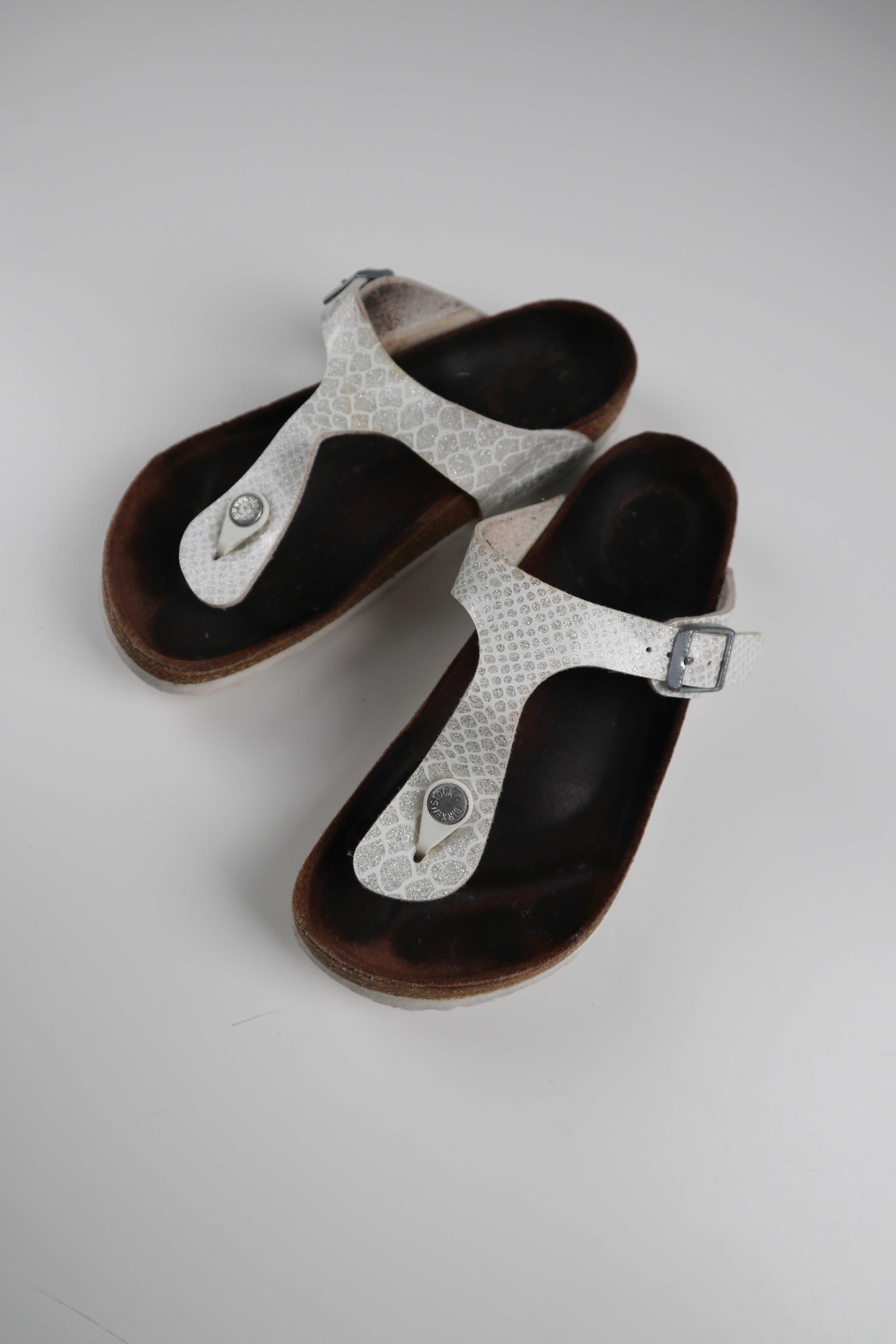Birkenstock Gizeh 37 weiß weiss Lackleder Glitzer Sandalen Loafer