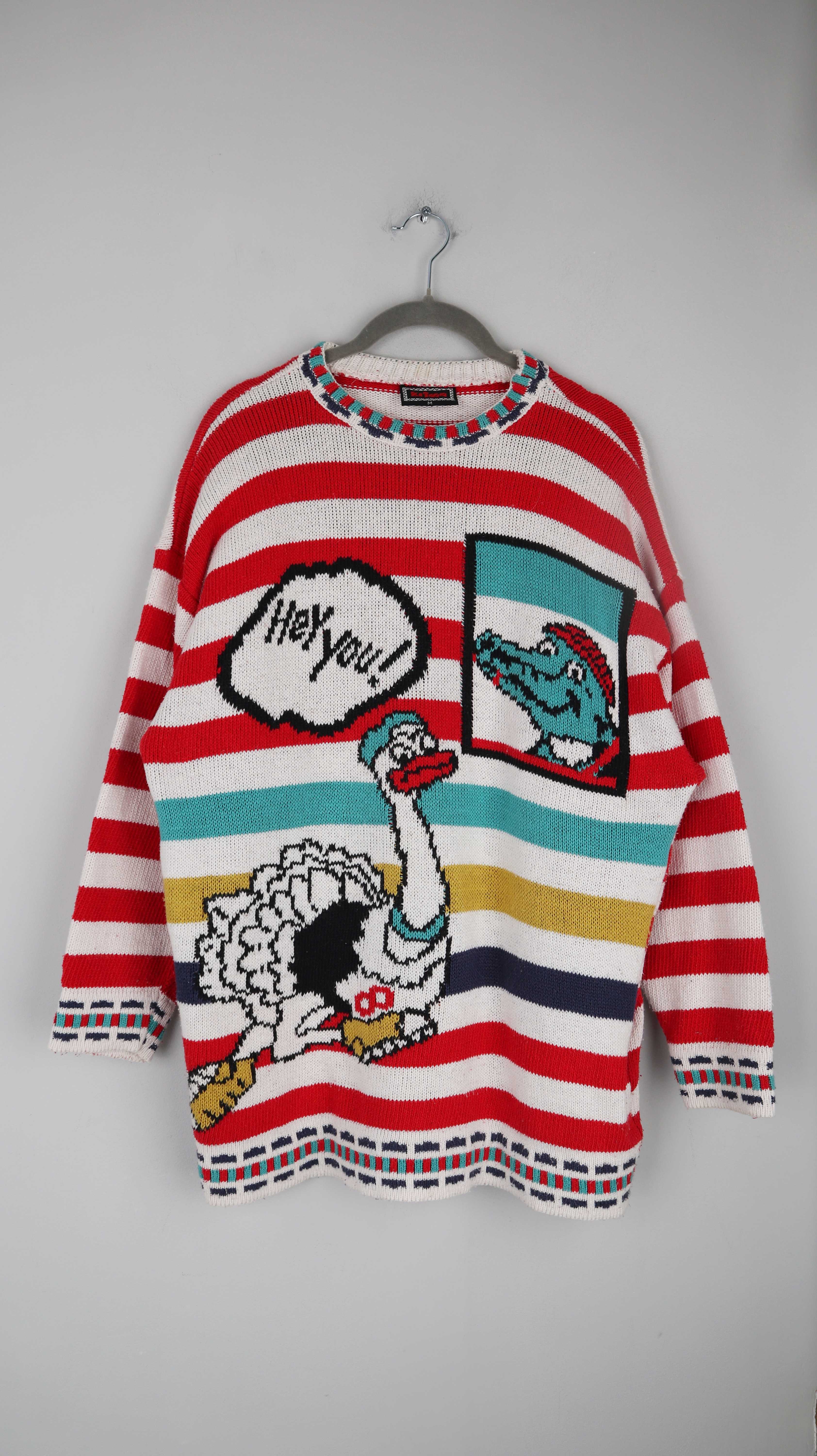 True Vintage Pullover Sweater rot weiß gestreift 38 M Krima 70er