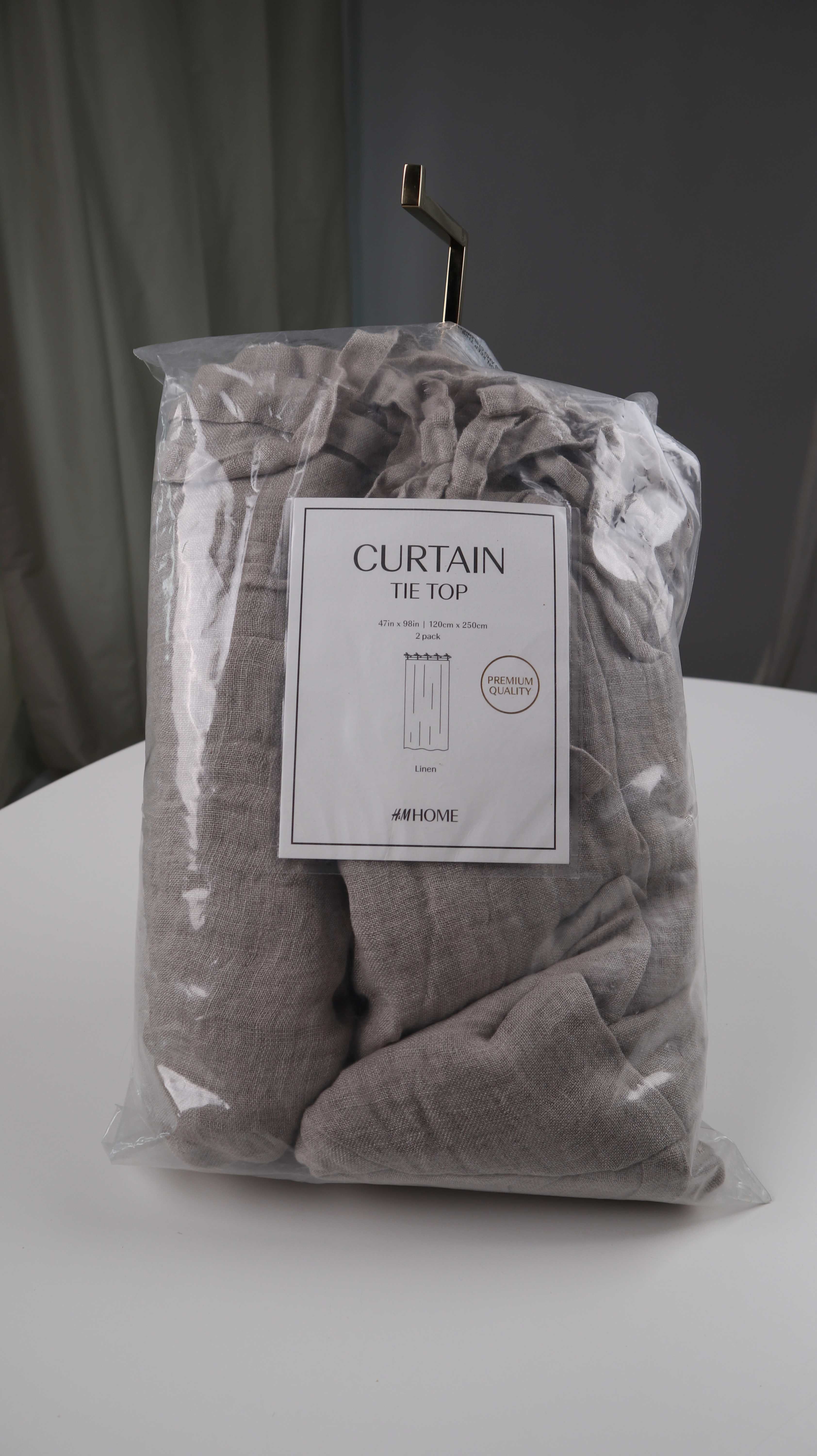 H&M Vorhänge Leinenvorhänge Beige braun Taupe 120 x 250 Gardinen Leinen