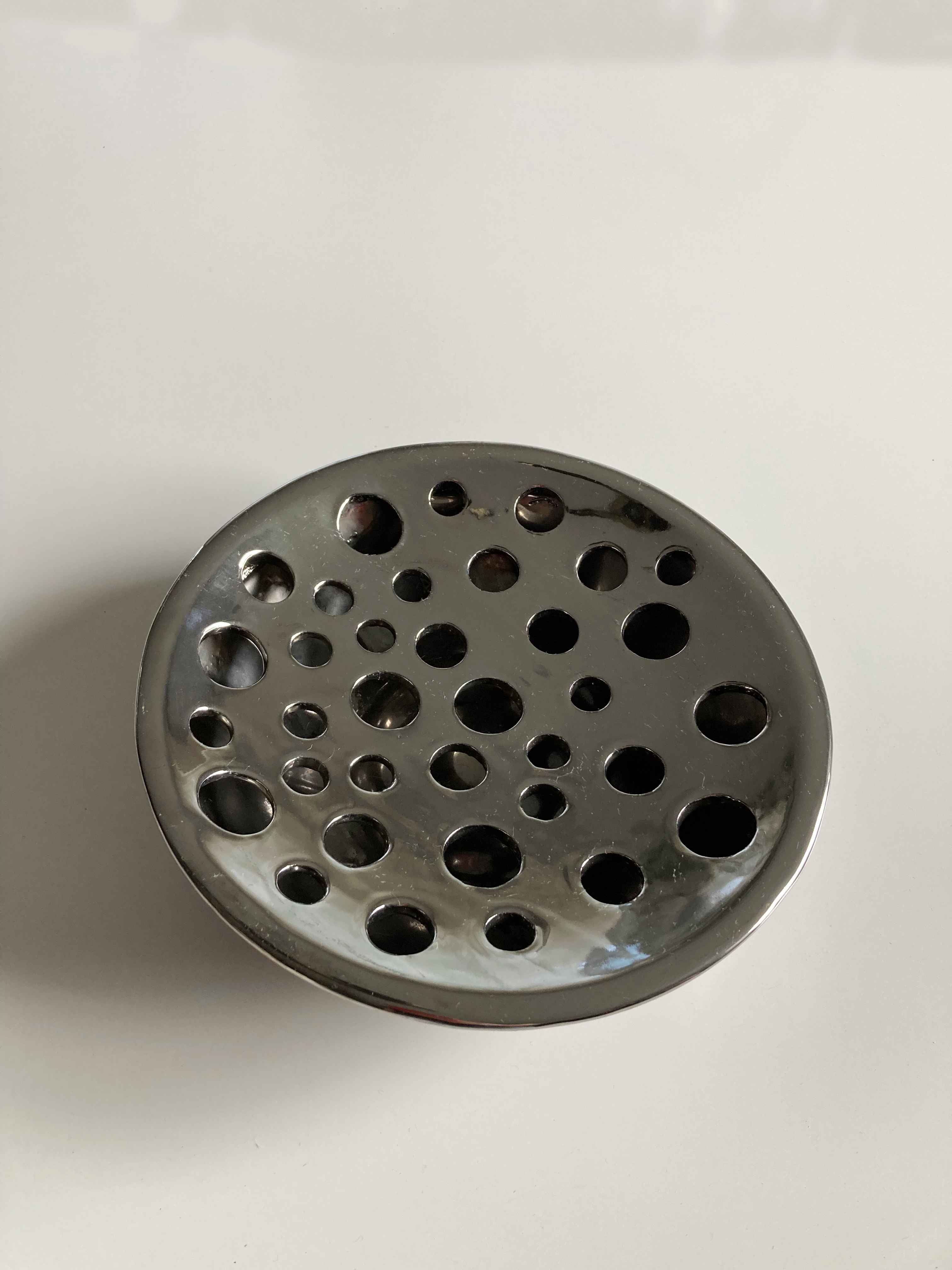 Blumenvase Vase flach Schale Schalenvase silber chrom Blumenstein