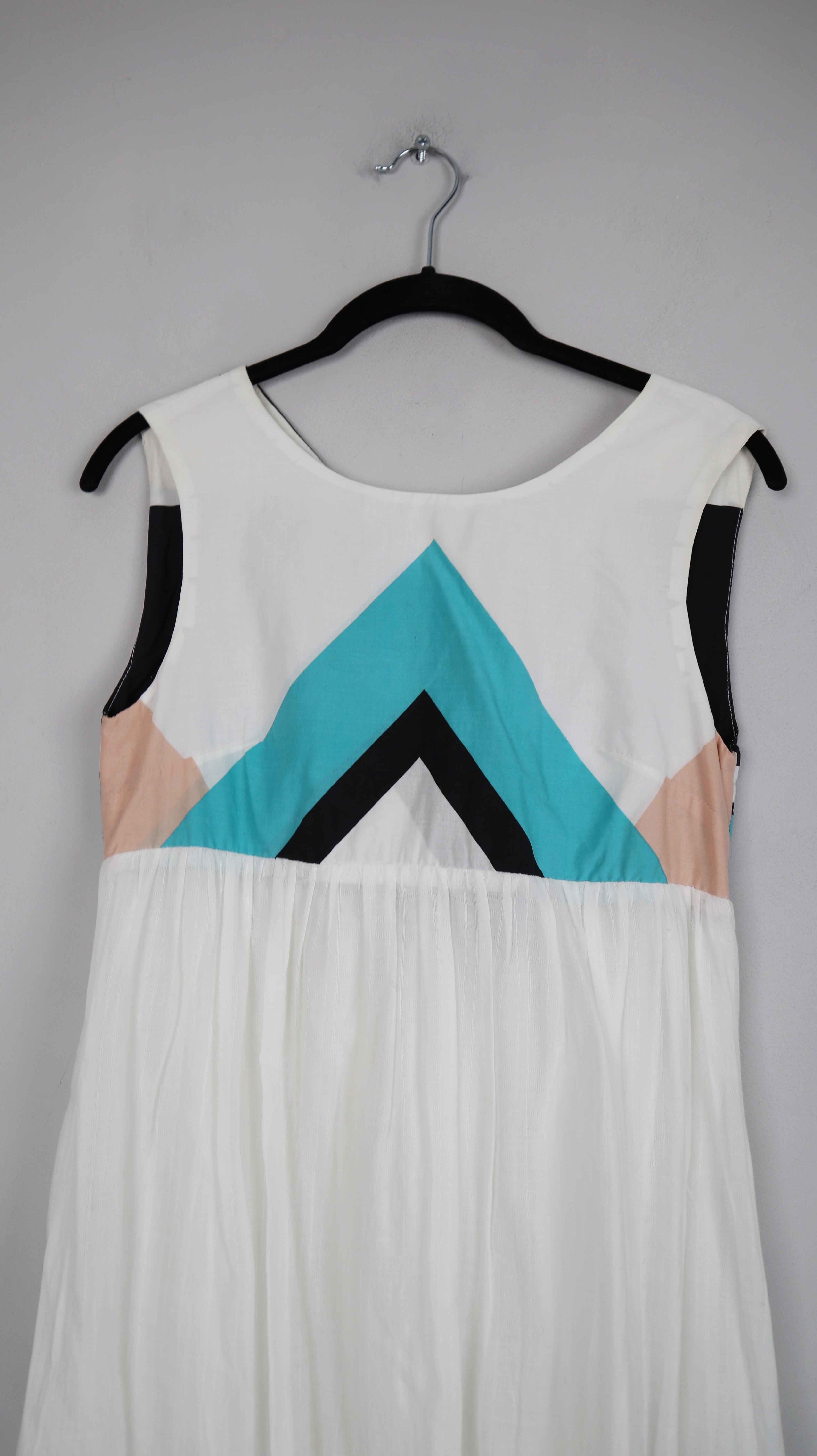 Maxikleid weiß 36 S lang geometrisch Sommerkleid