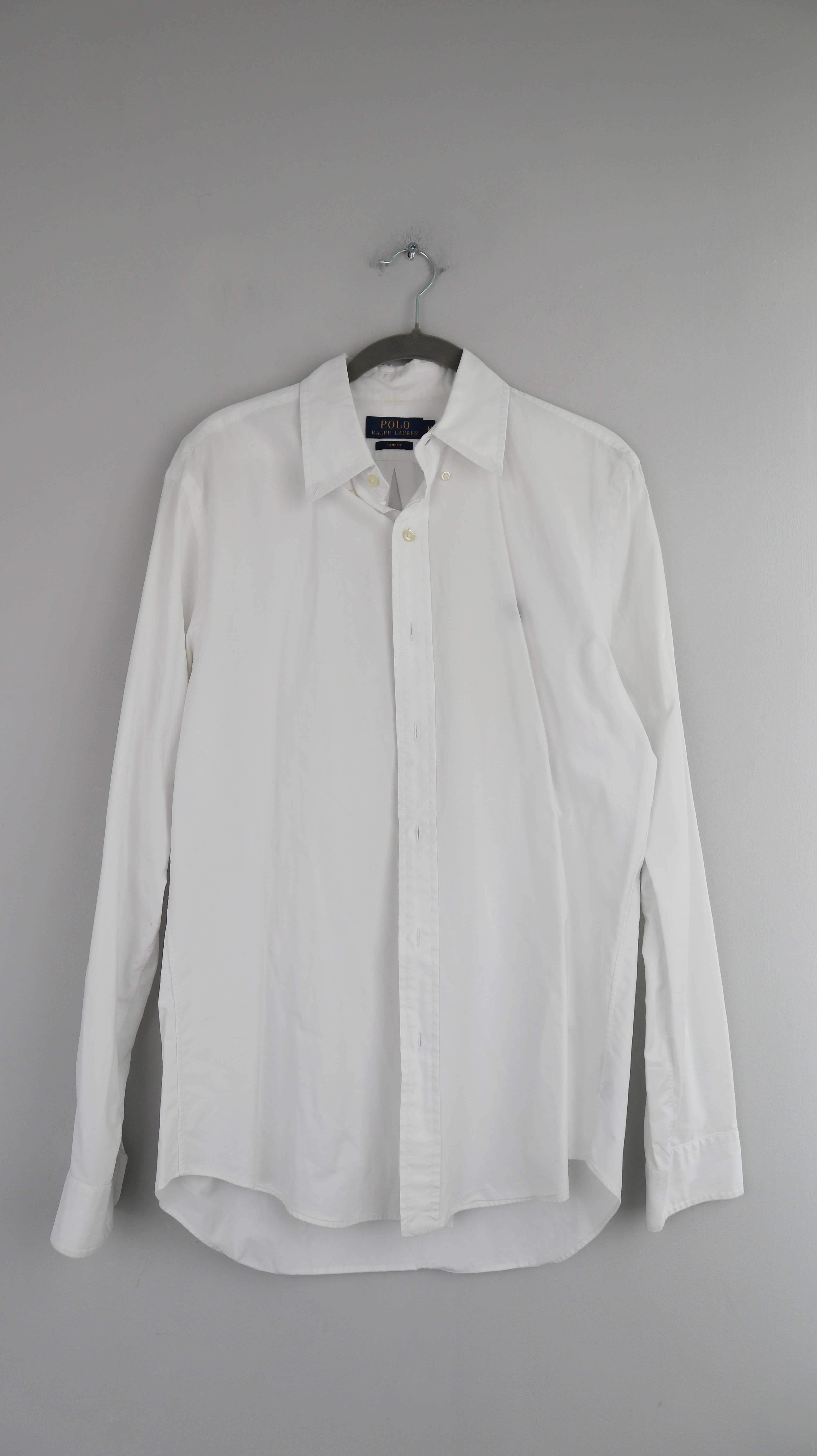 Polo Hemd Ralph Lauren Shirt Weiß M slim fit Langarm