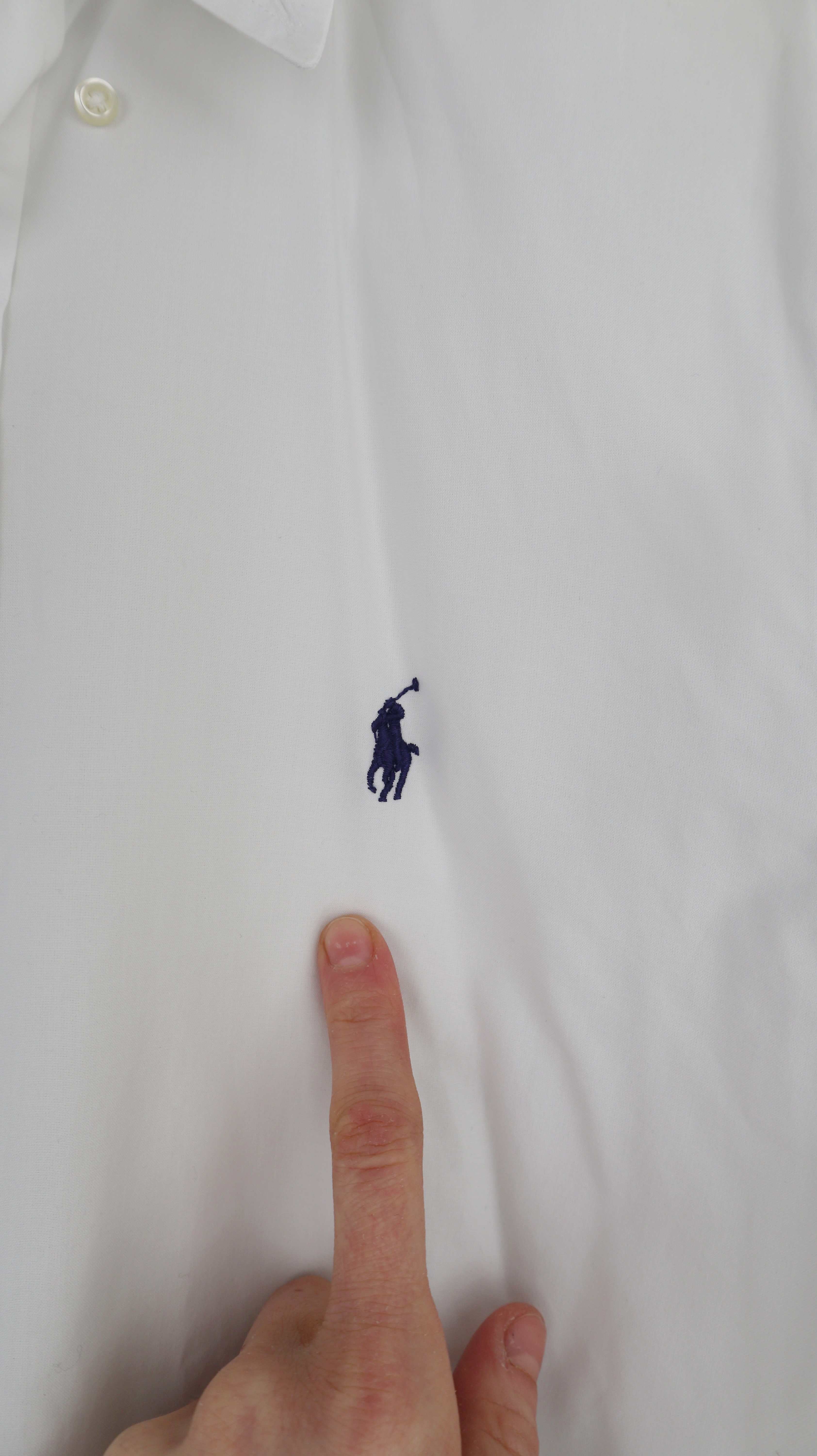 Polo Hemd Ralph Lauren Shirt Weiß M slim fit Langarm