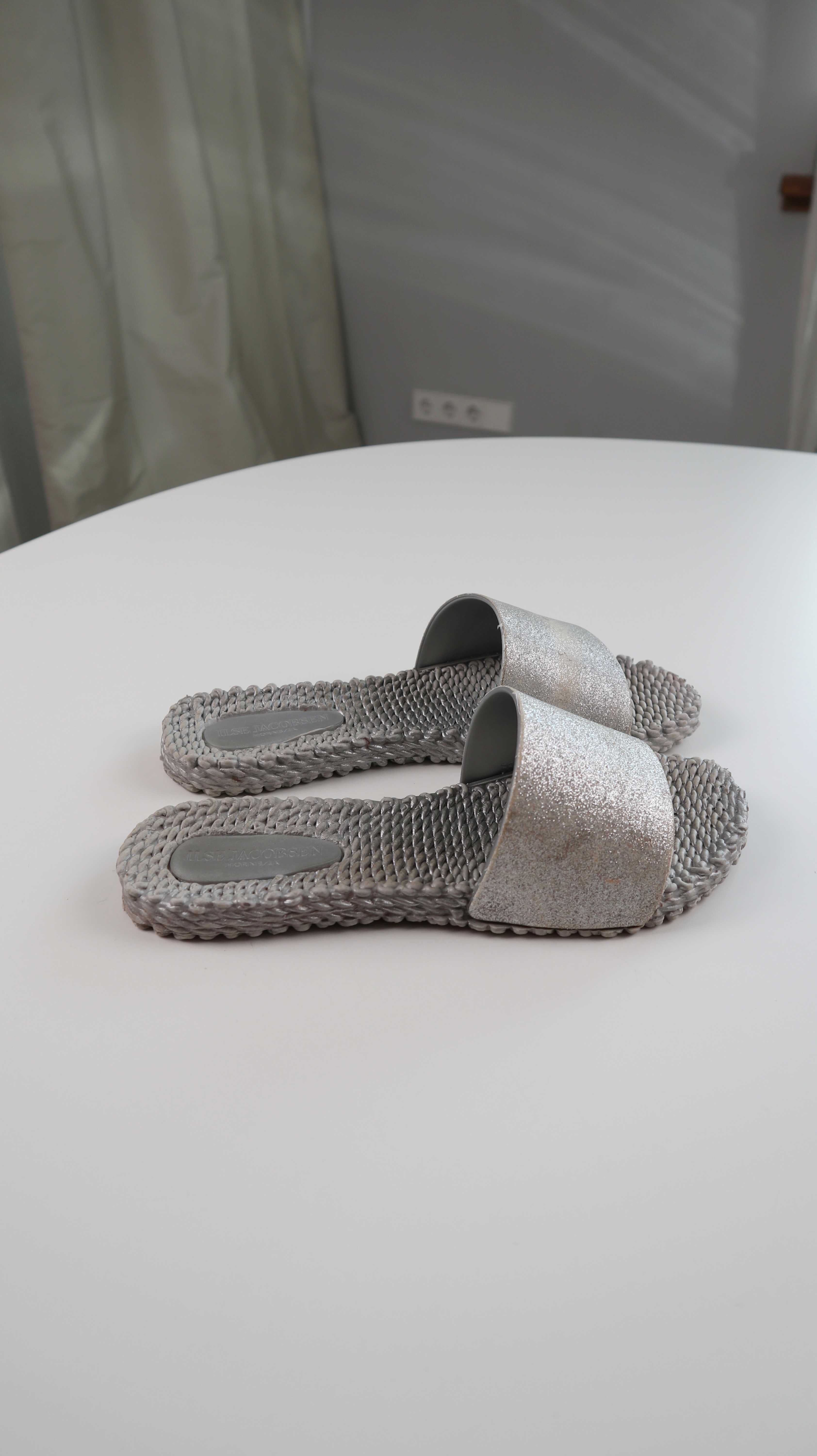 Ilse Jacobsen Slipper Schlappen Sandalen Silber Metallic 38