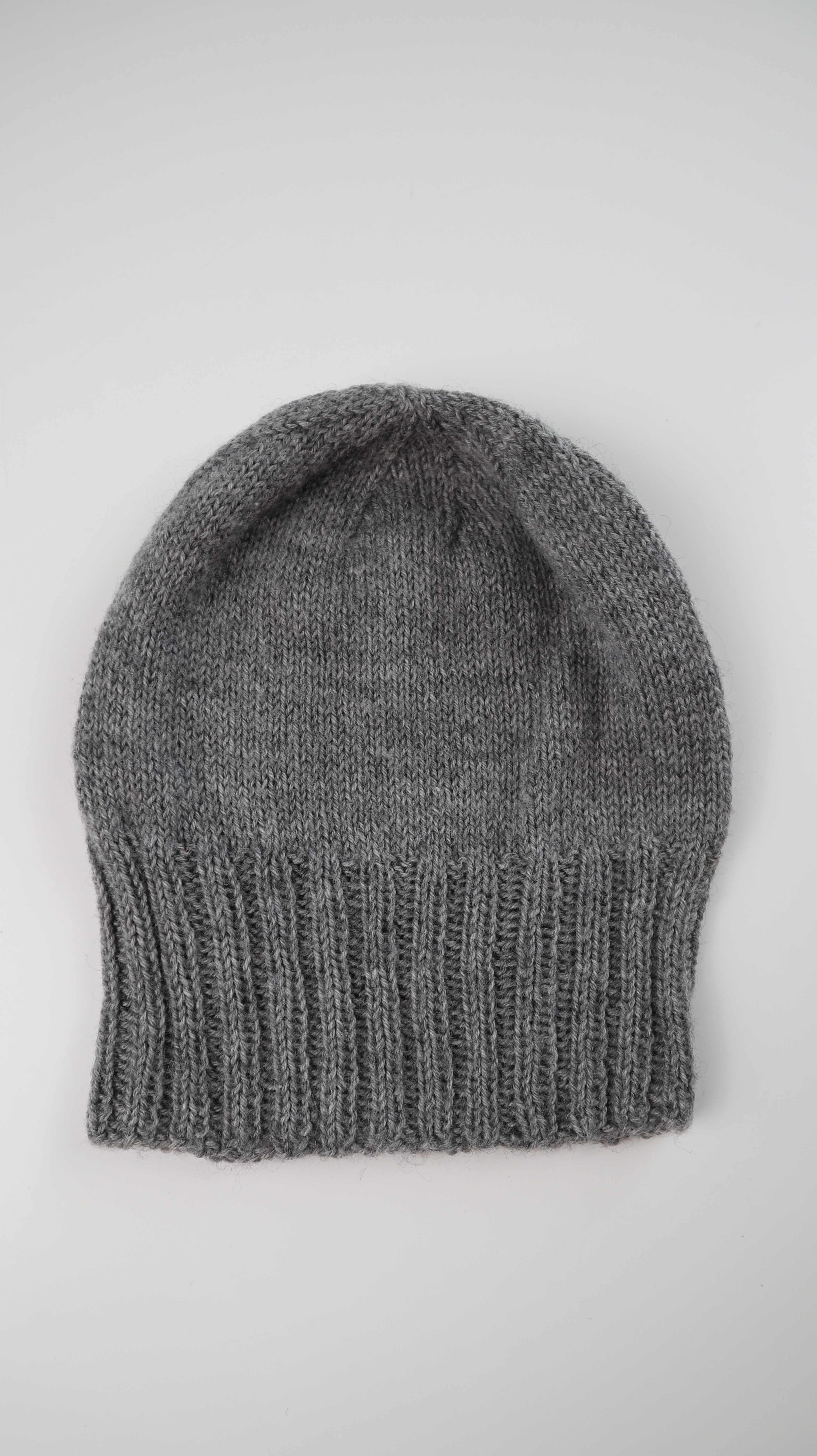 Mütze Wollmütze grau Handmade Gestrickt M Kappe Beanie gestrickt