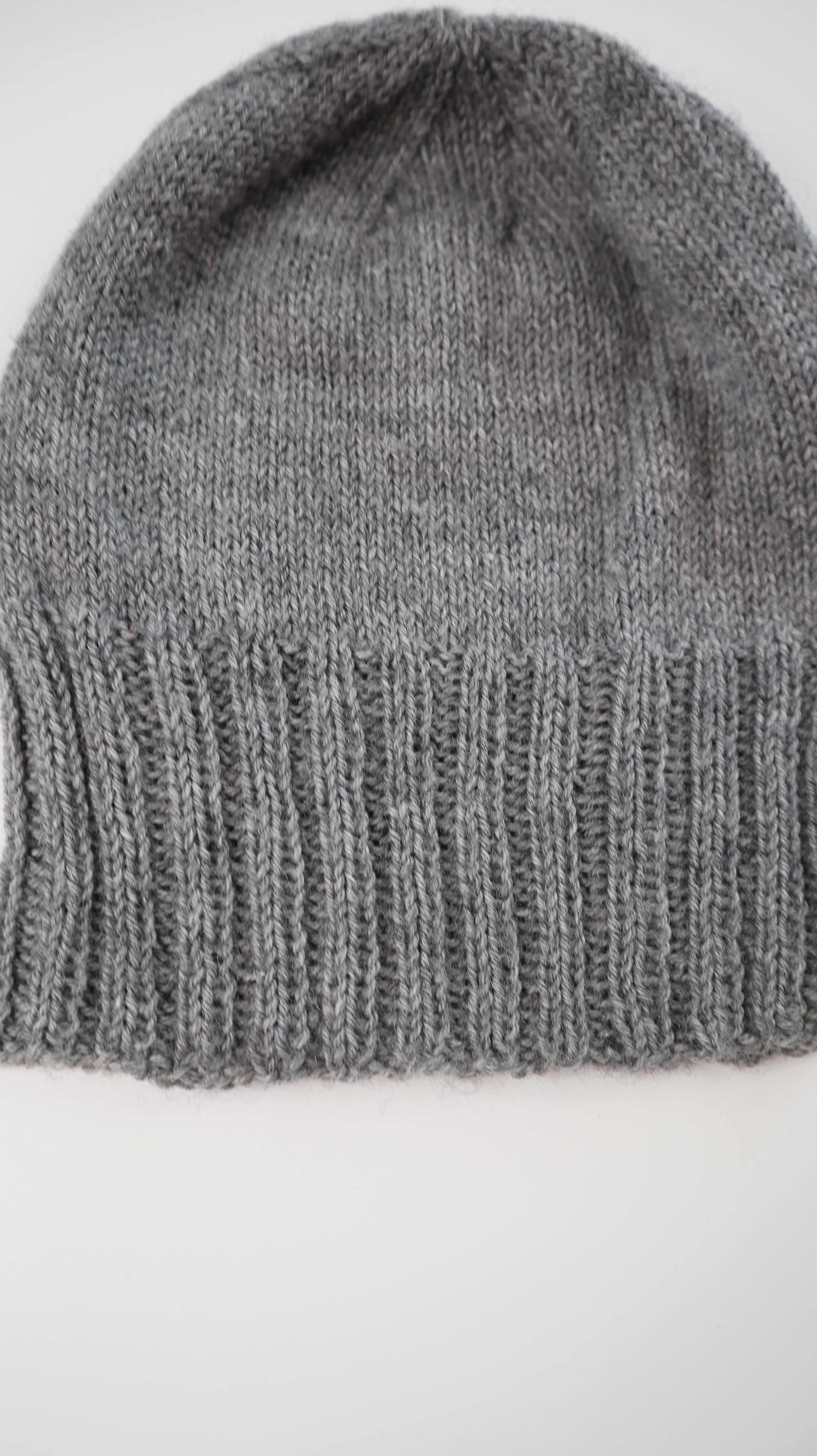 Mütze Wollmütze grau Handmade Gestrickt M Kappe Beanie gestrickt