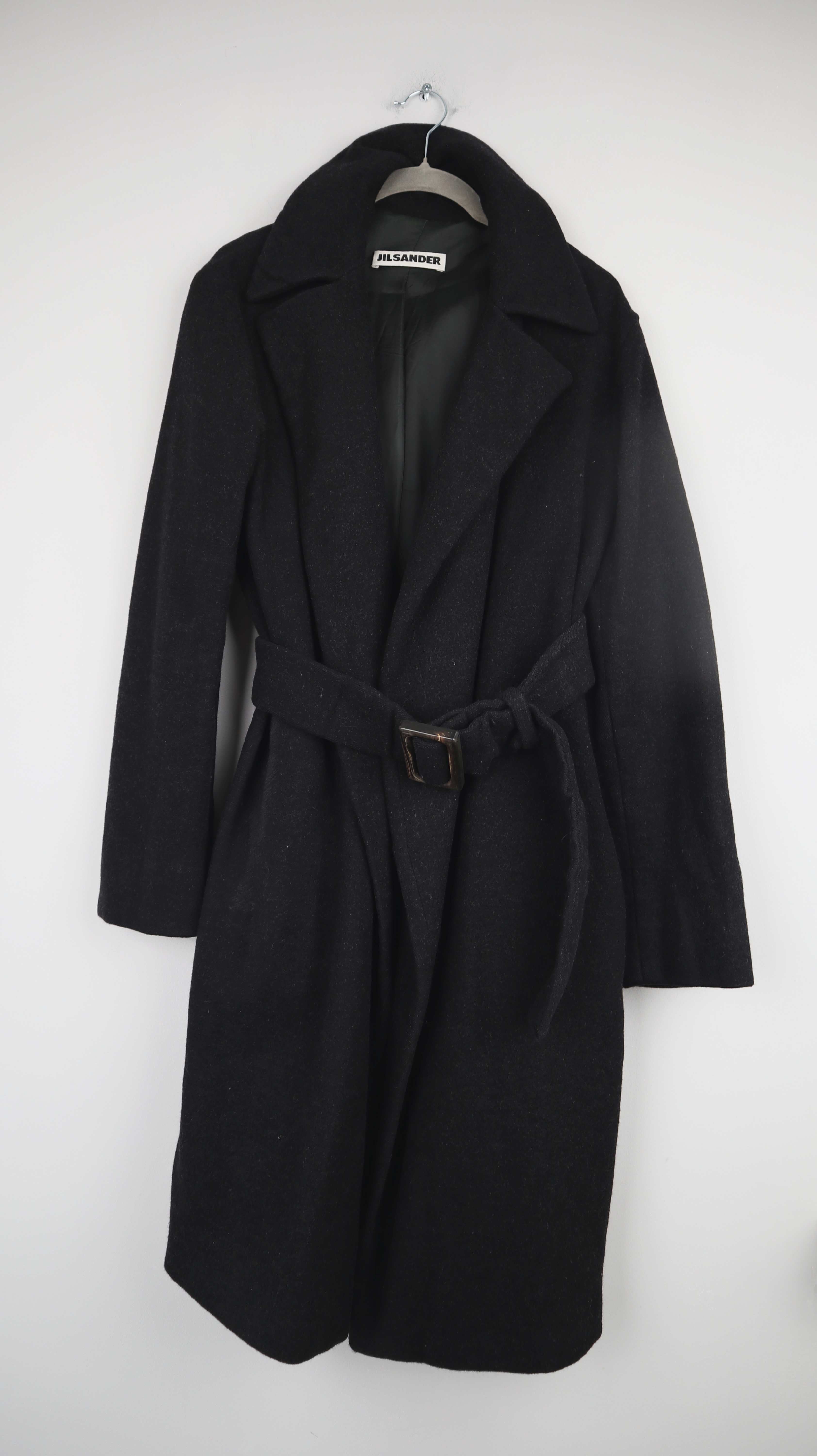 Jil Sander Mantel schwarz Wollmantel Trenchcoat Vintage 38 M Dunkelgrau