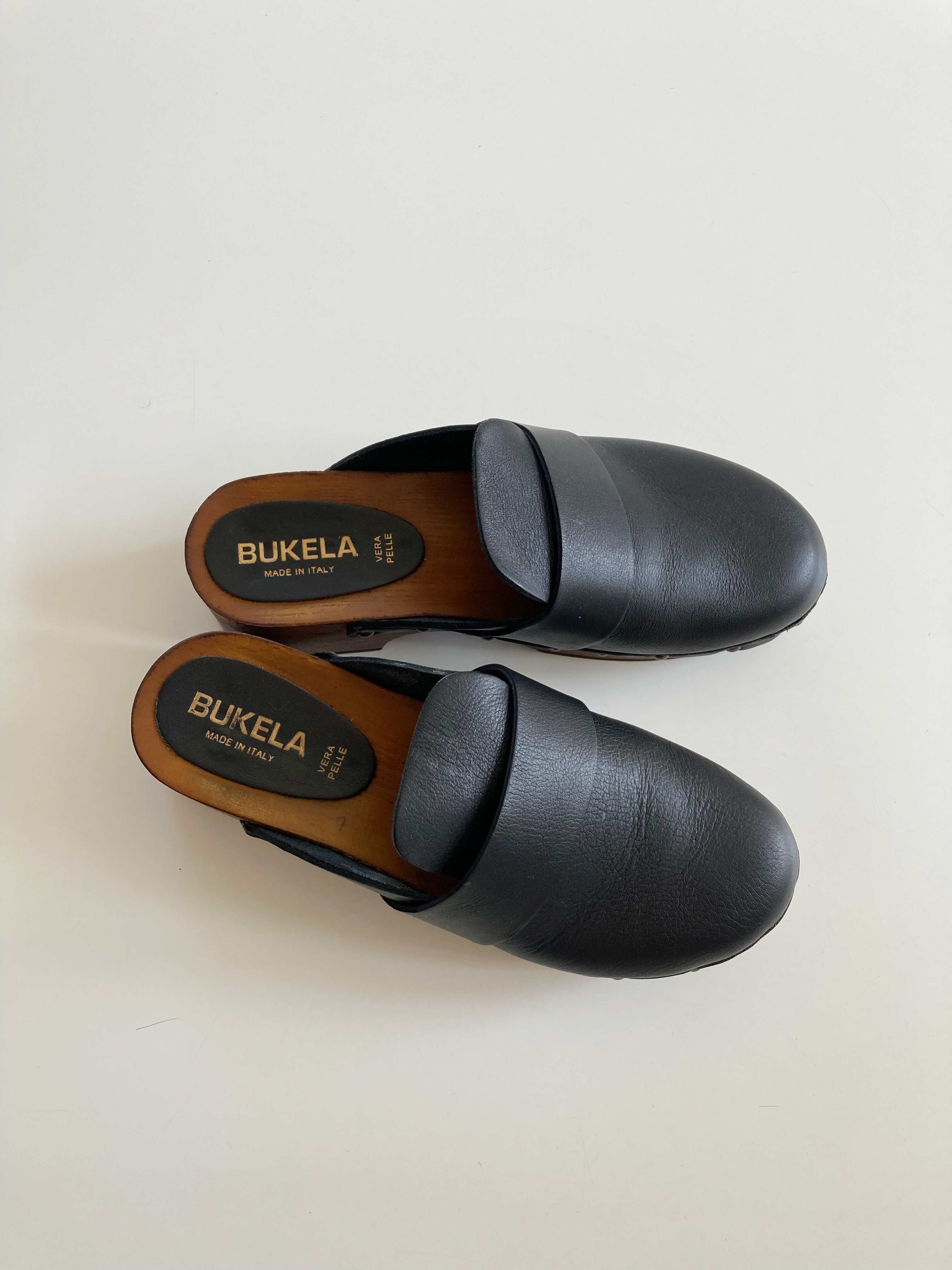 Bukela Made in Italy Clogs Slipper Schwarz Lederclogs 38 mit Nieten