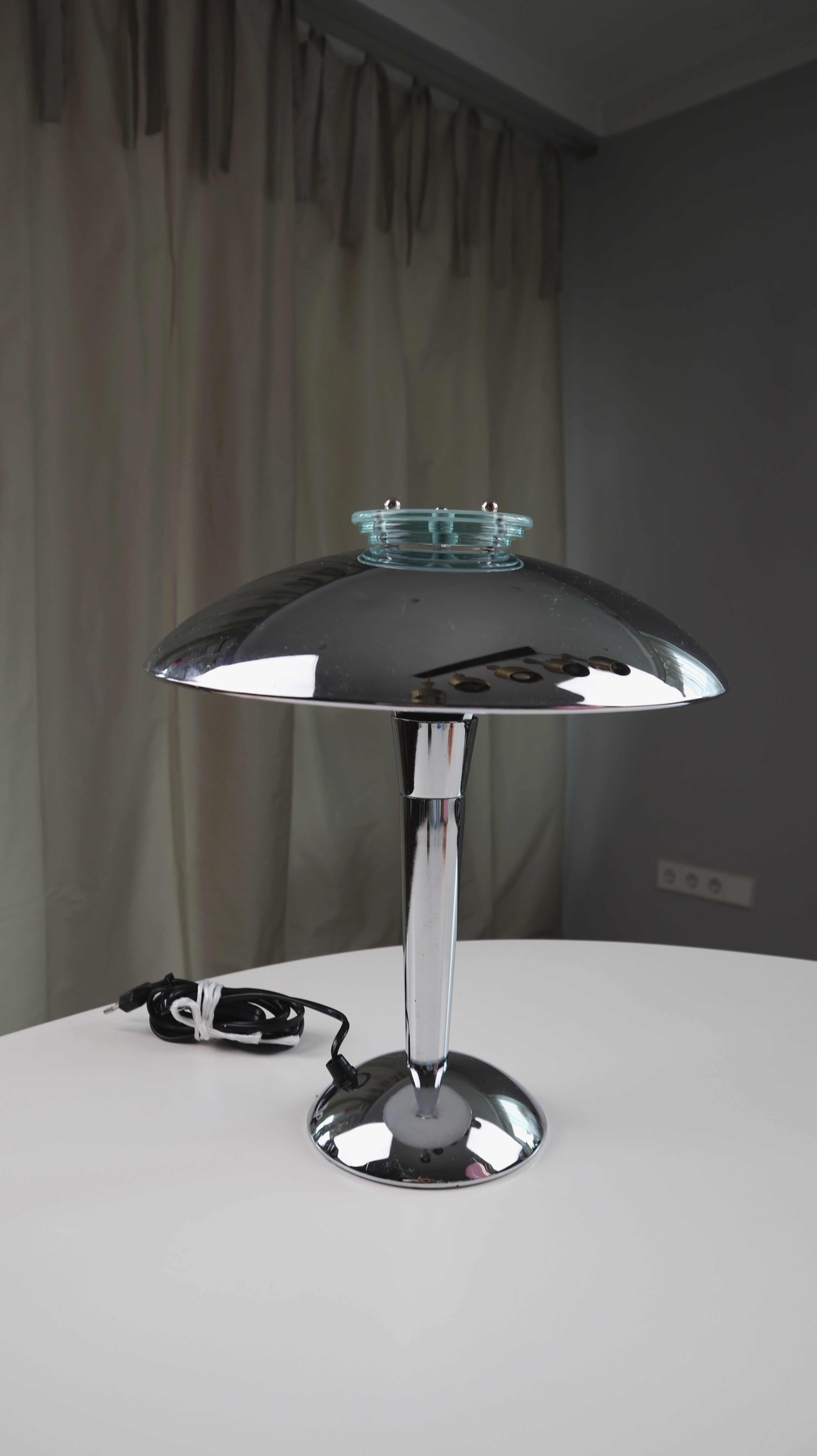 Tischlampe Chrom Pilzlampe Silber Bauhaus Stil Lampe Akzentlampe