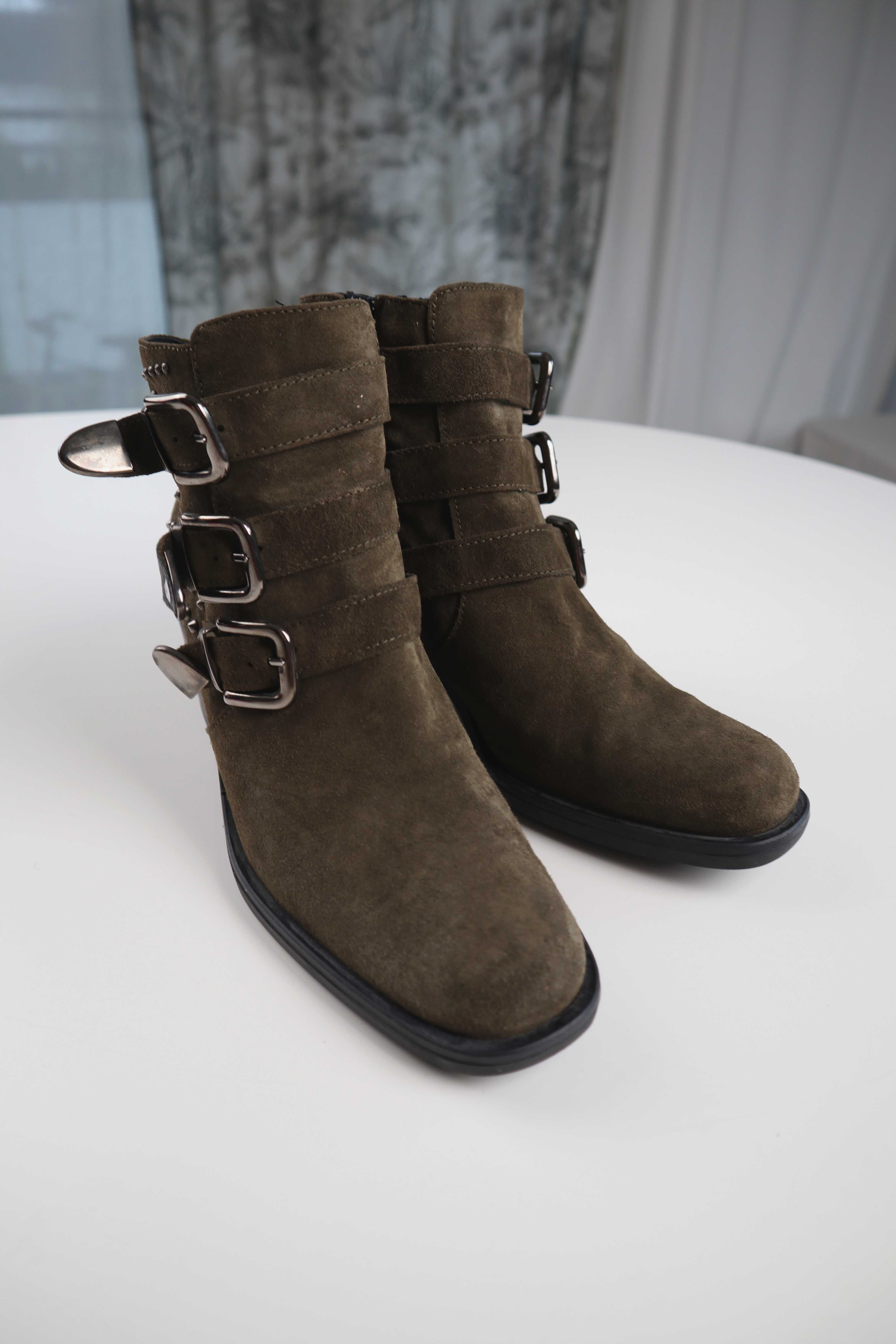 Kanna Stiefeletten Stiefel 38 Wildleder Grün Schnallen