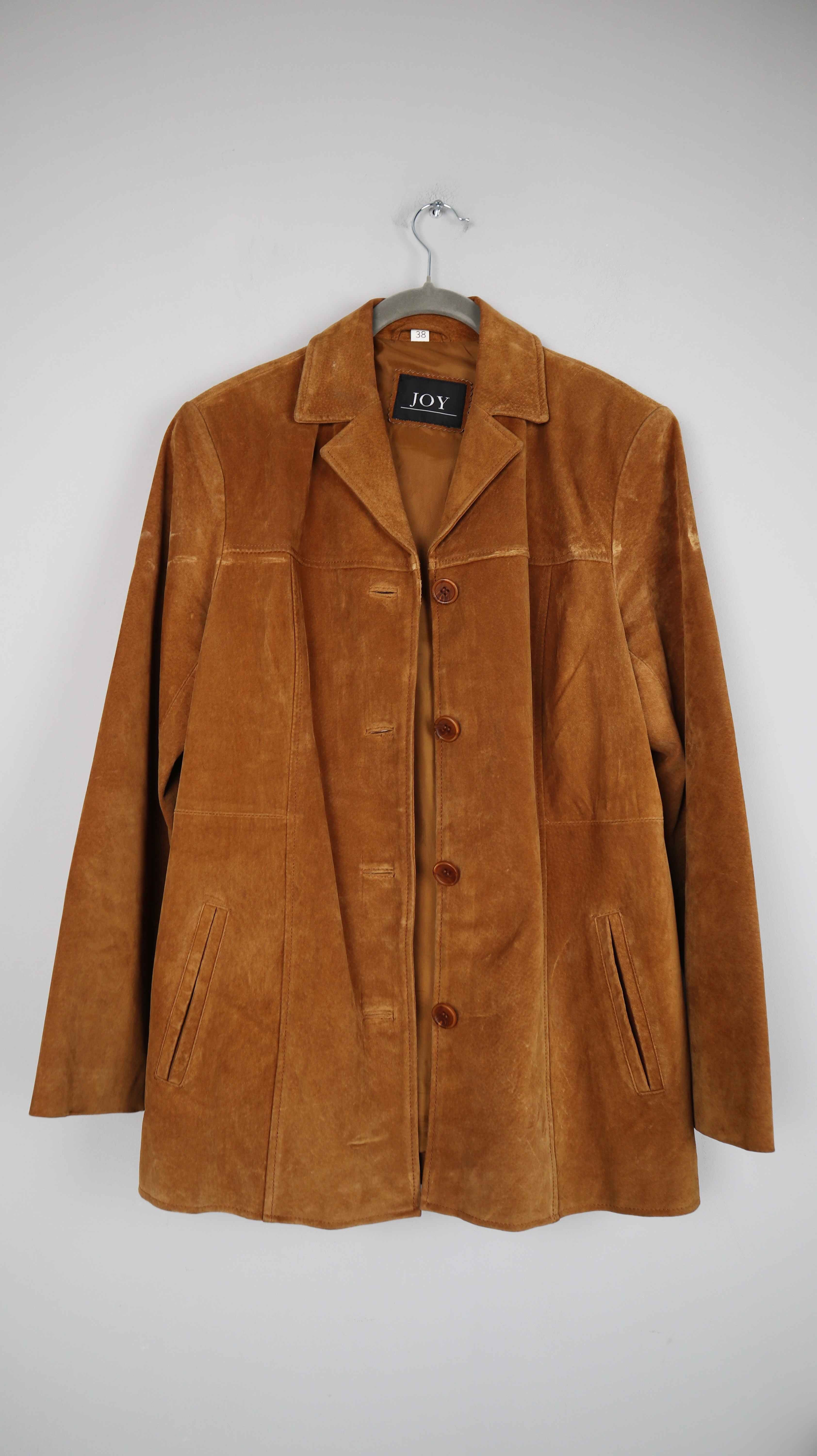 JOY Lederjacke Wildleder Braun 38 M Blazer Lederblazer Cognac