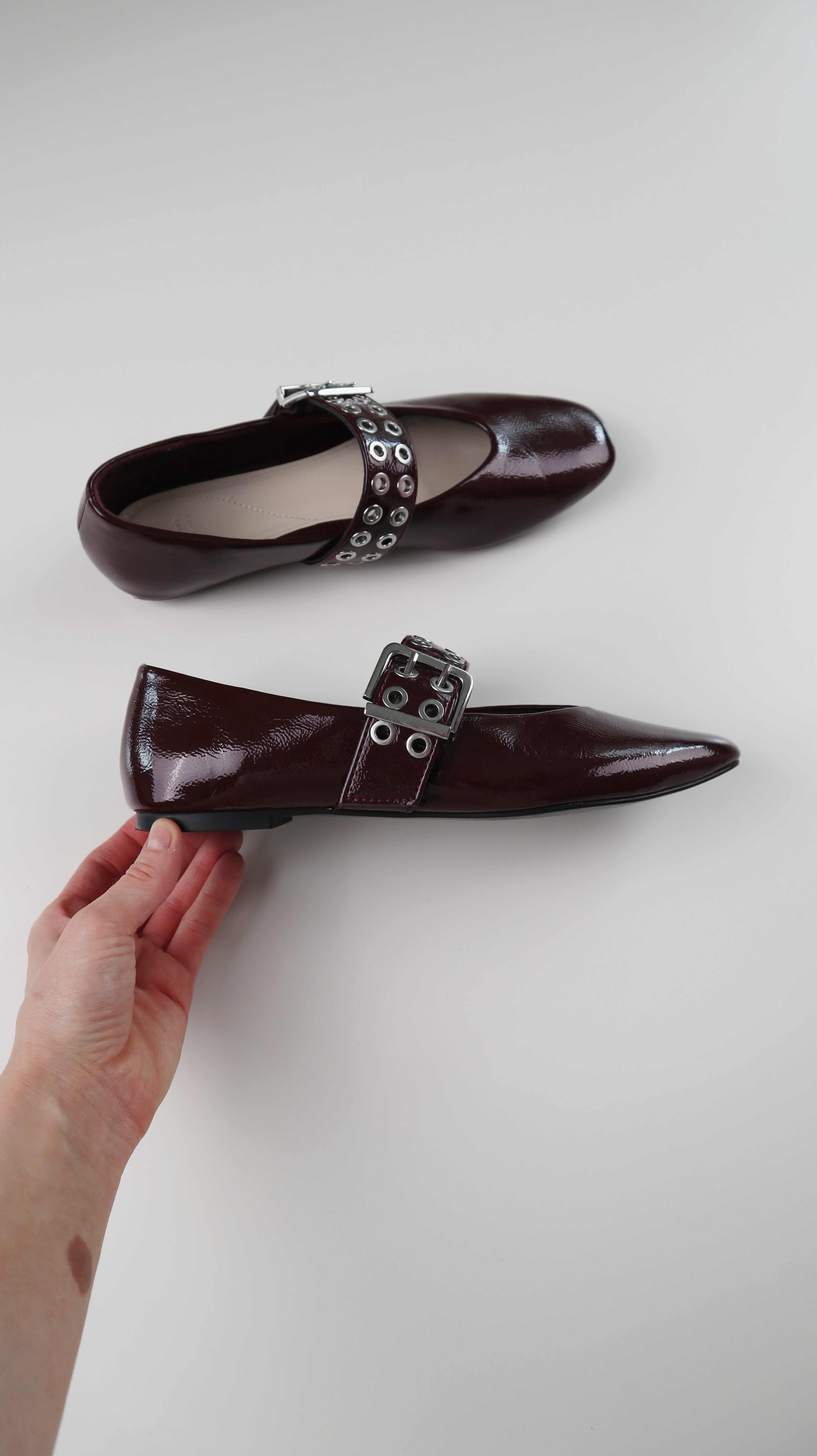 Parfois Mary-Janes Ballerinas Rot Lackleder Weinrot 39 Ballerinas