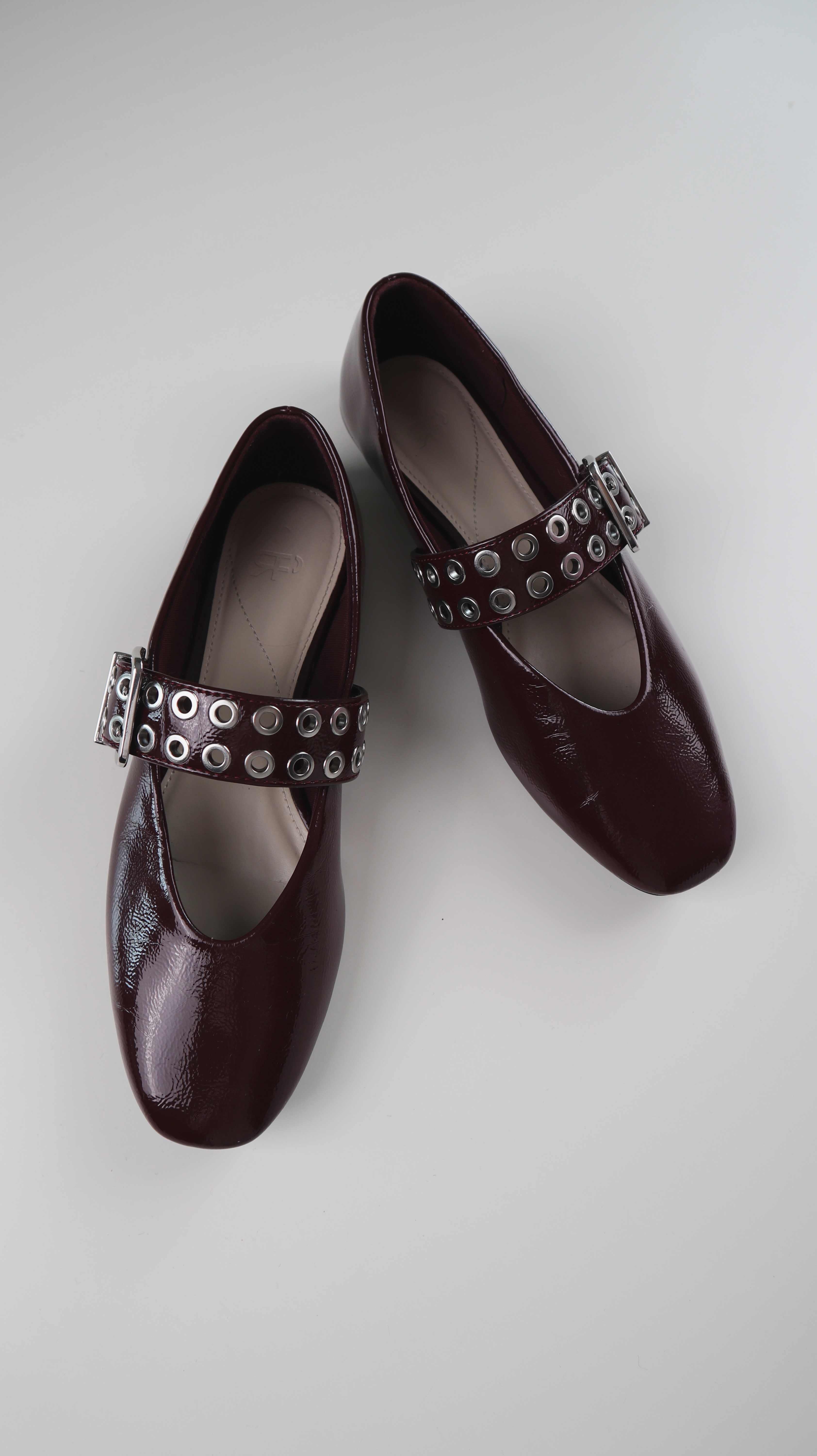 Parfois Mary-Janes Ballerinas Rot Lackleder Weinrot 39 Ballerinas