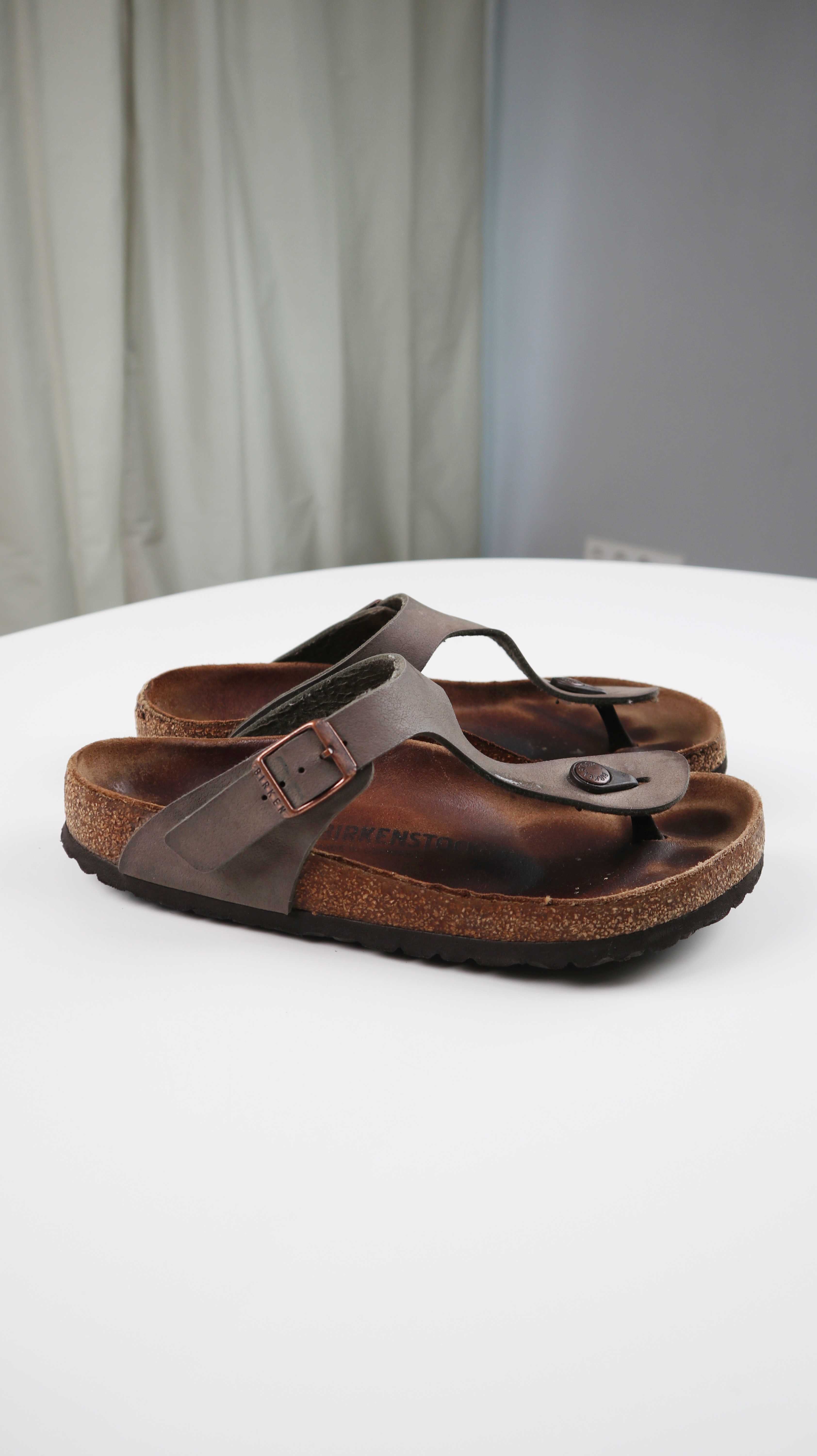Birkenstock Gizeh 39 Slipper Loafer braun Grün Zehentreter Sandalen