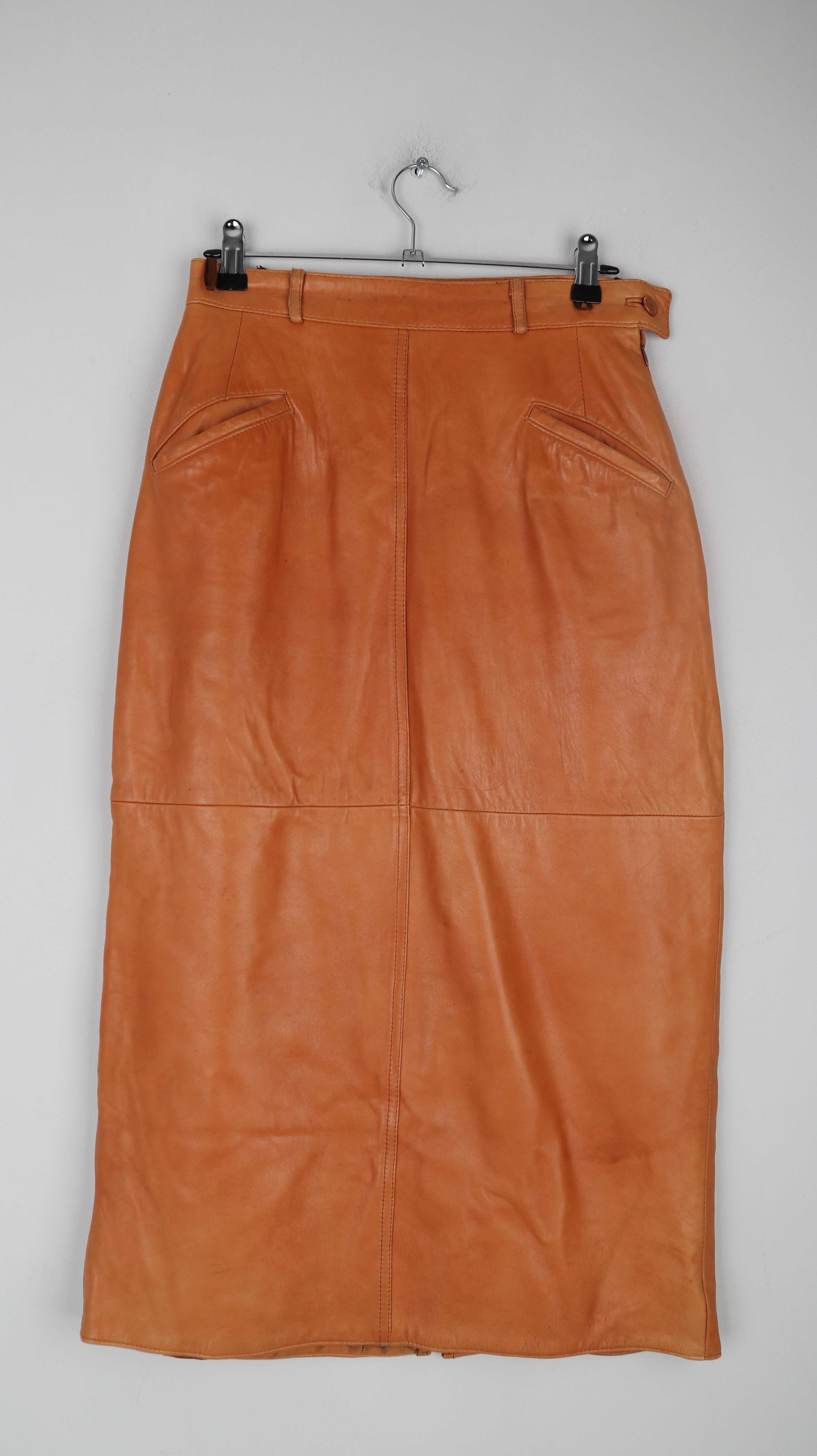 True Vintage Rock Lederrock 36 S Stiftrock slim Braun Cognac