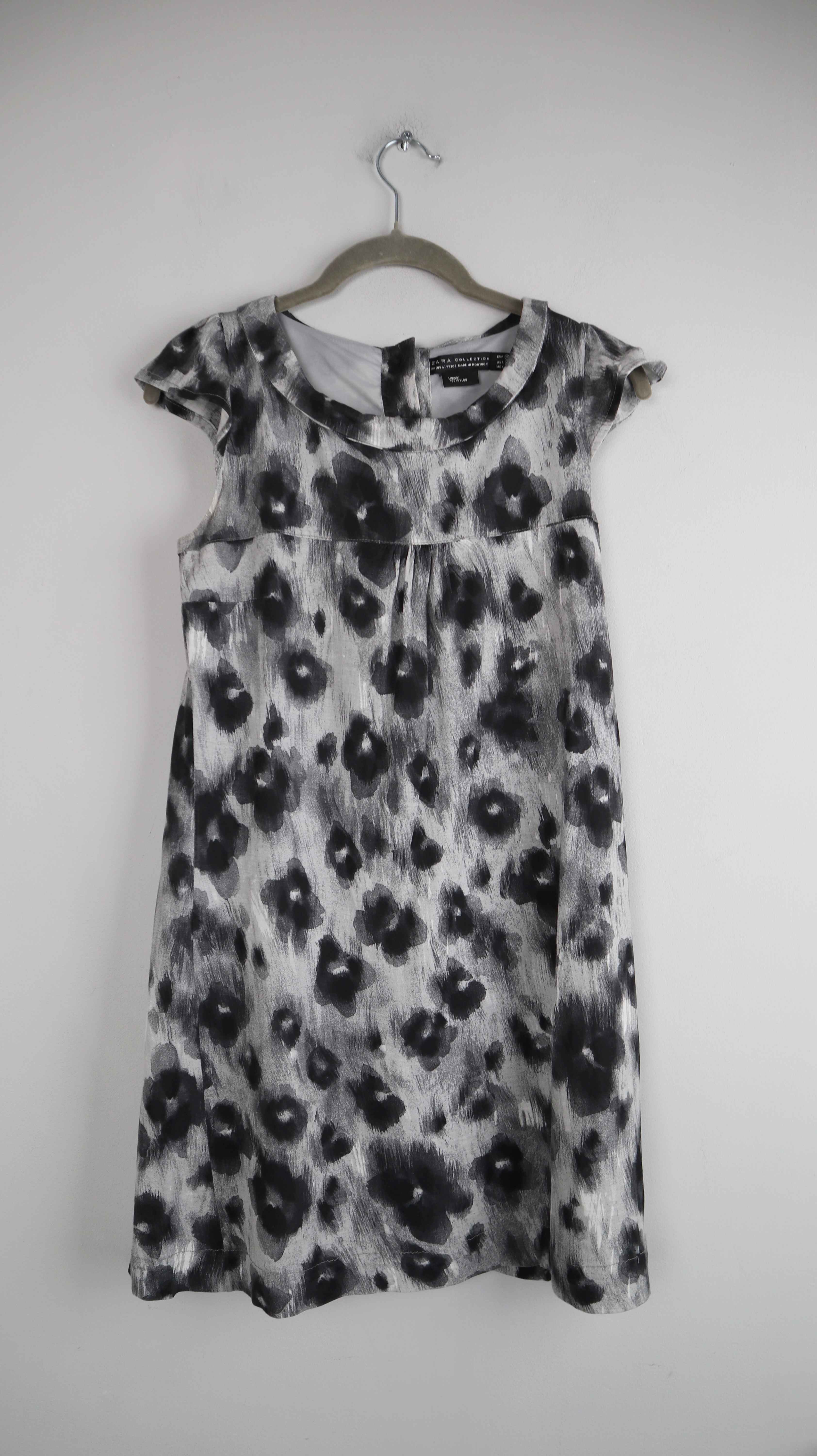 Zara Kleid Grau schwarz 38 M Midi Midikleid Etuikleid Sommerkleid