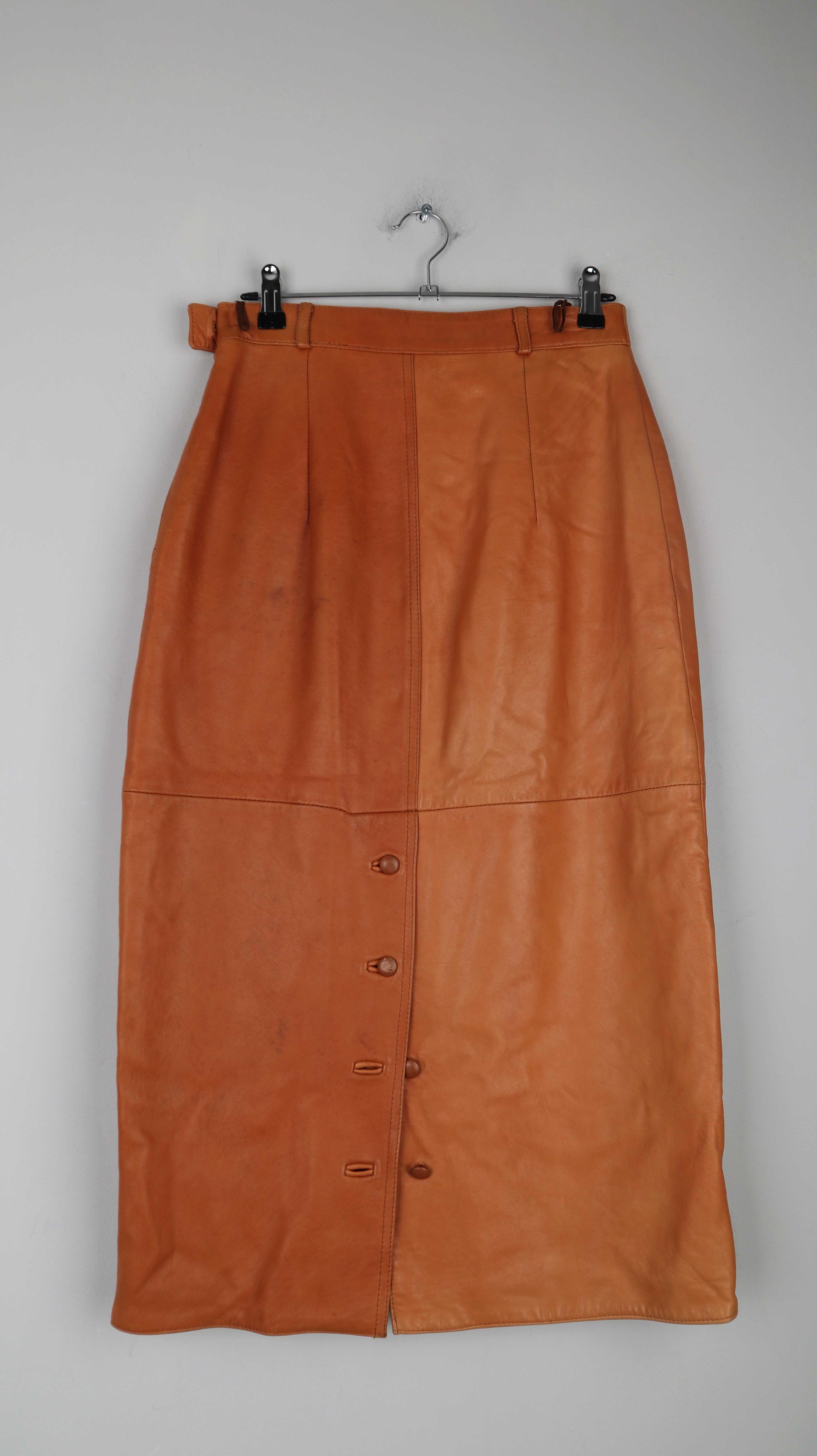 True Vintage Rock Lederrock 36 S Stiftrock slim Braun Cognac