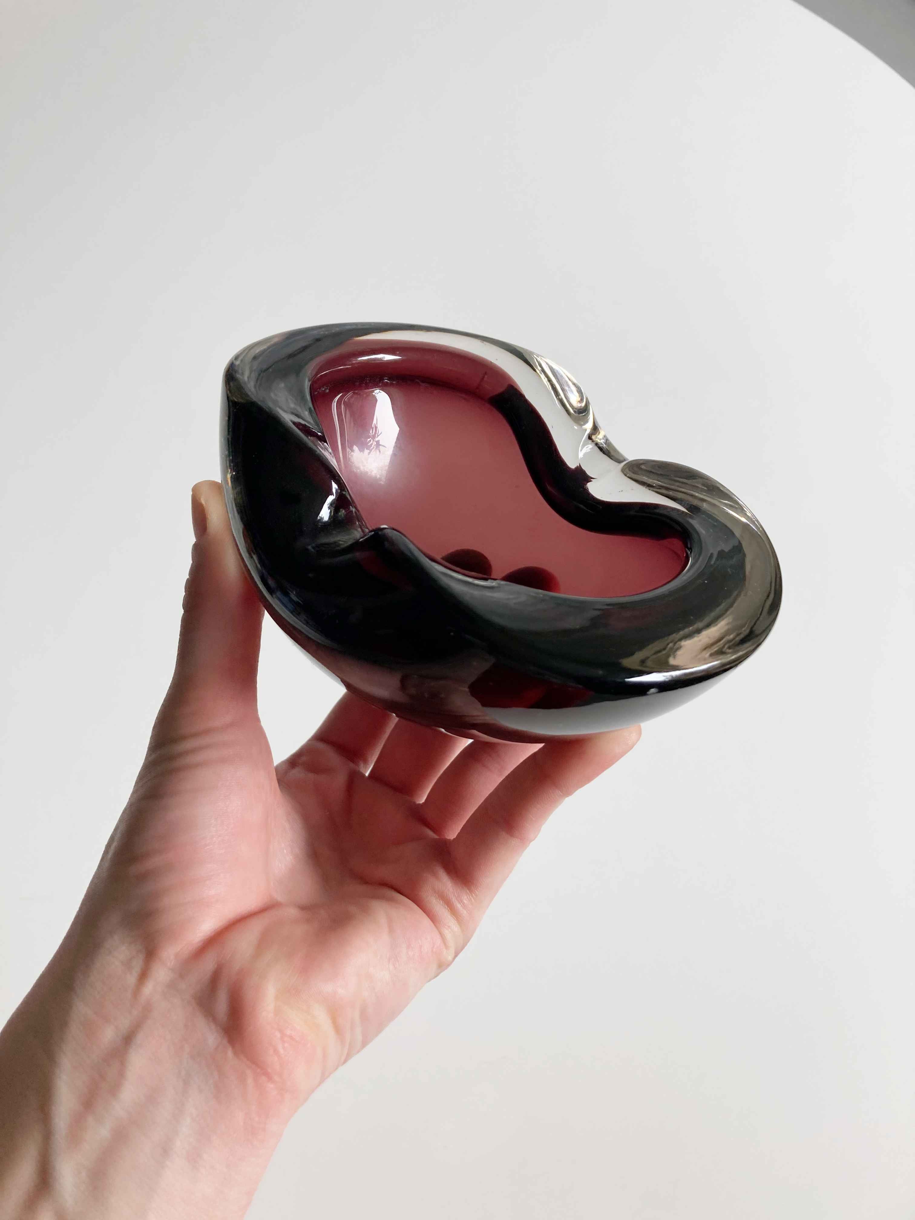 Aschenbecher Muranoglas lila flieder 70er Sommerso Glas