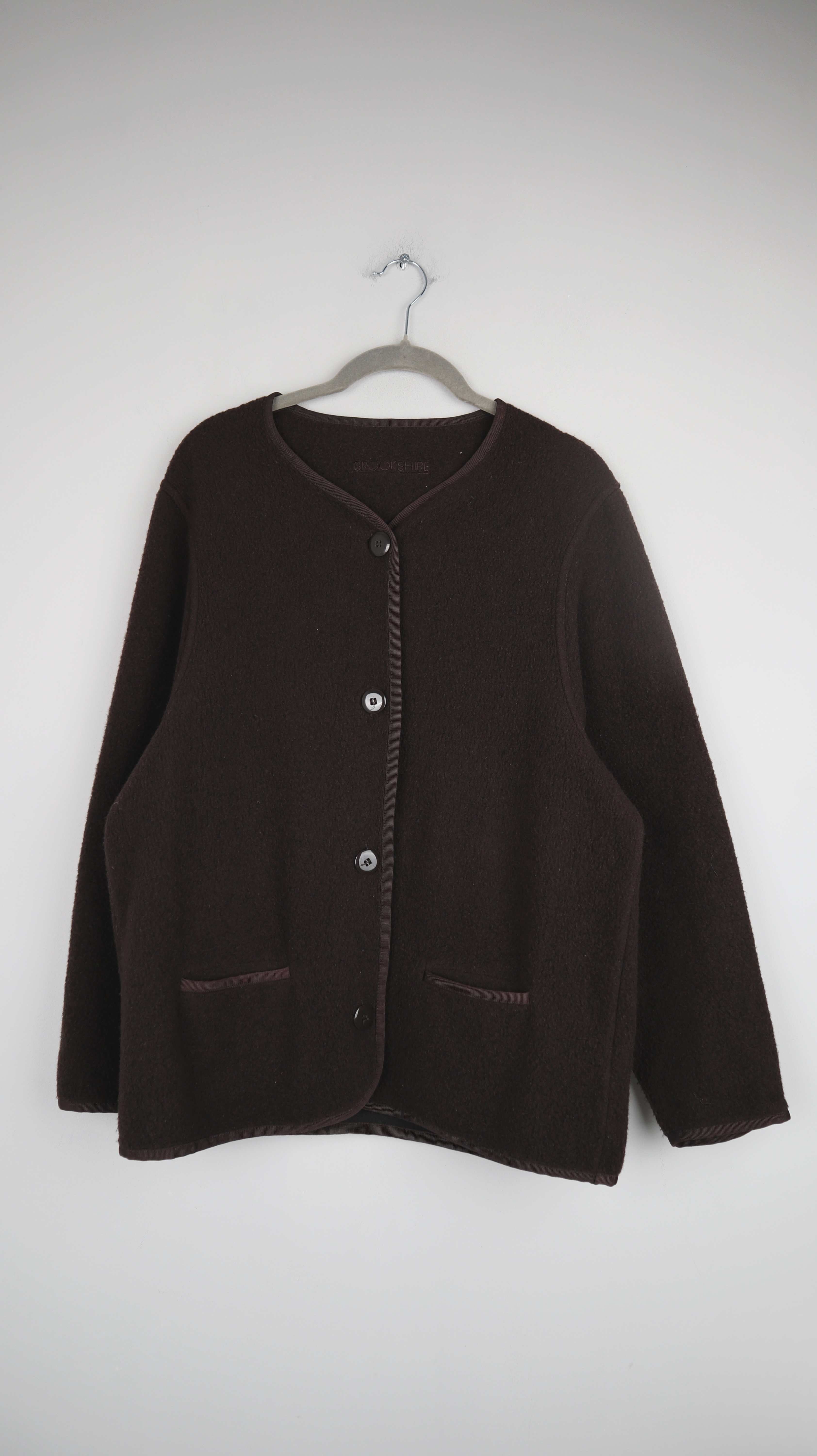 Brookshire Jacke braun Fleecejacke Cardigan 36 S Wolle Wolljacke