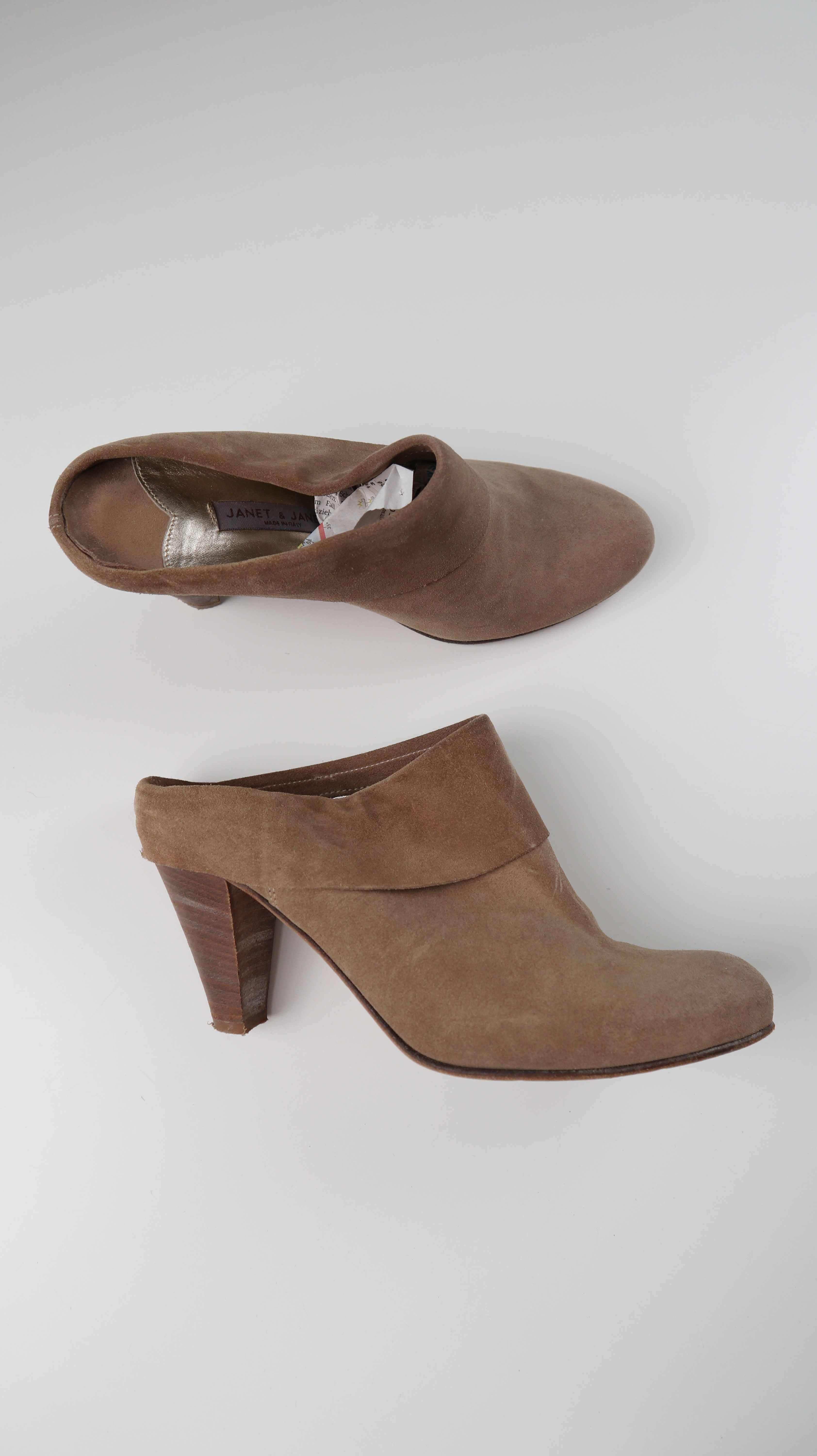 Janet & Janet Slipper Halbschuhe Absatzschuhe braun Wildleder 39,5