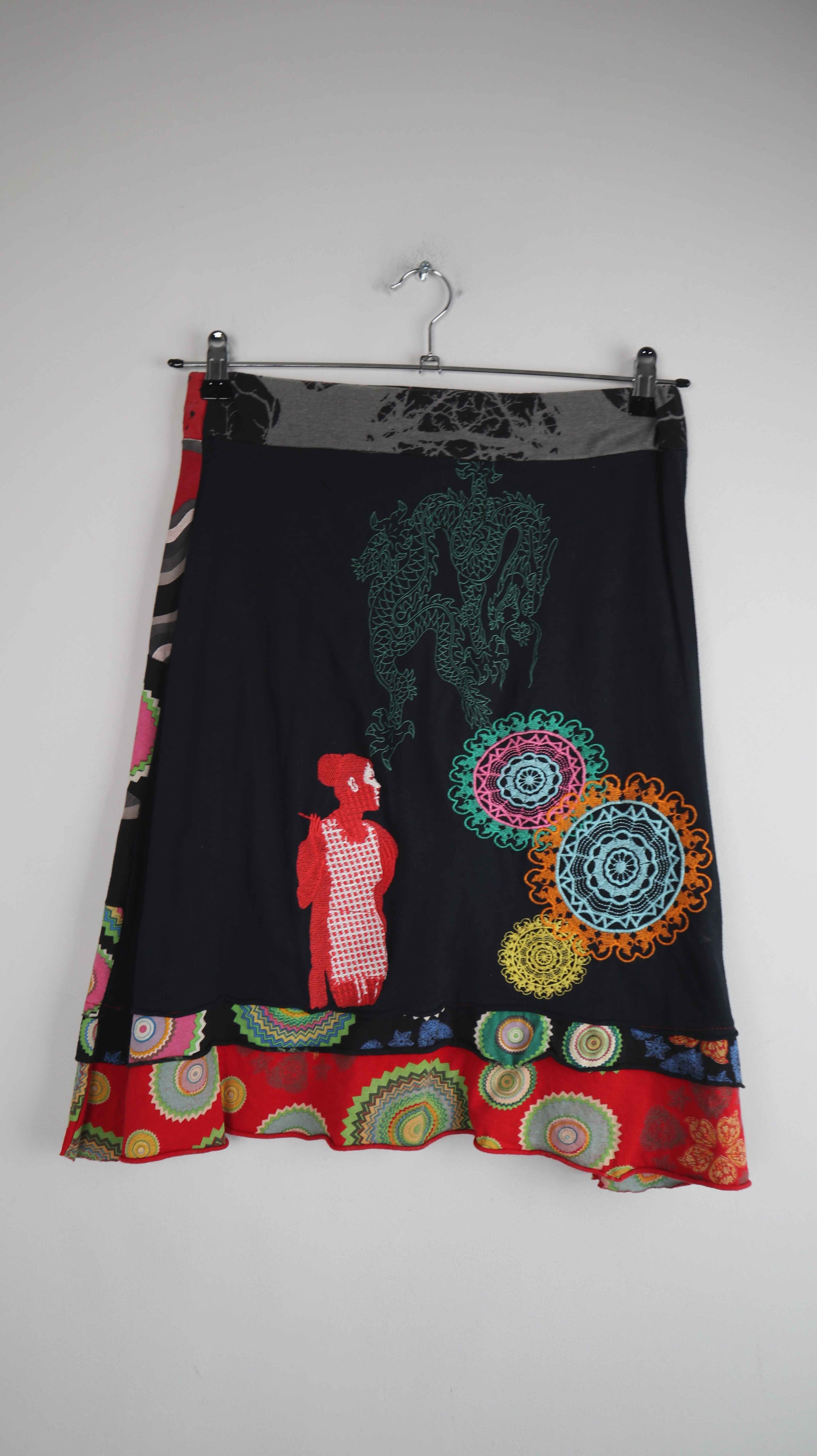 Desigual Rock 38 M bunt Stoffrock Sommerrock gemustert Hippie