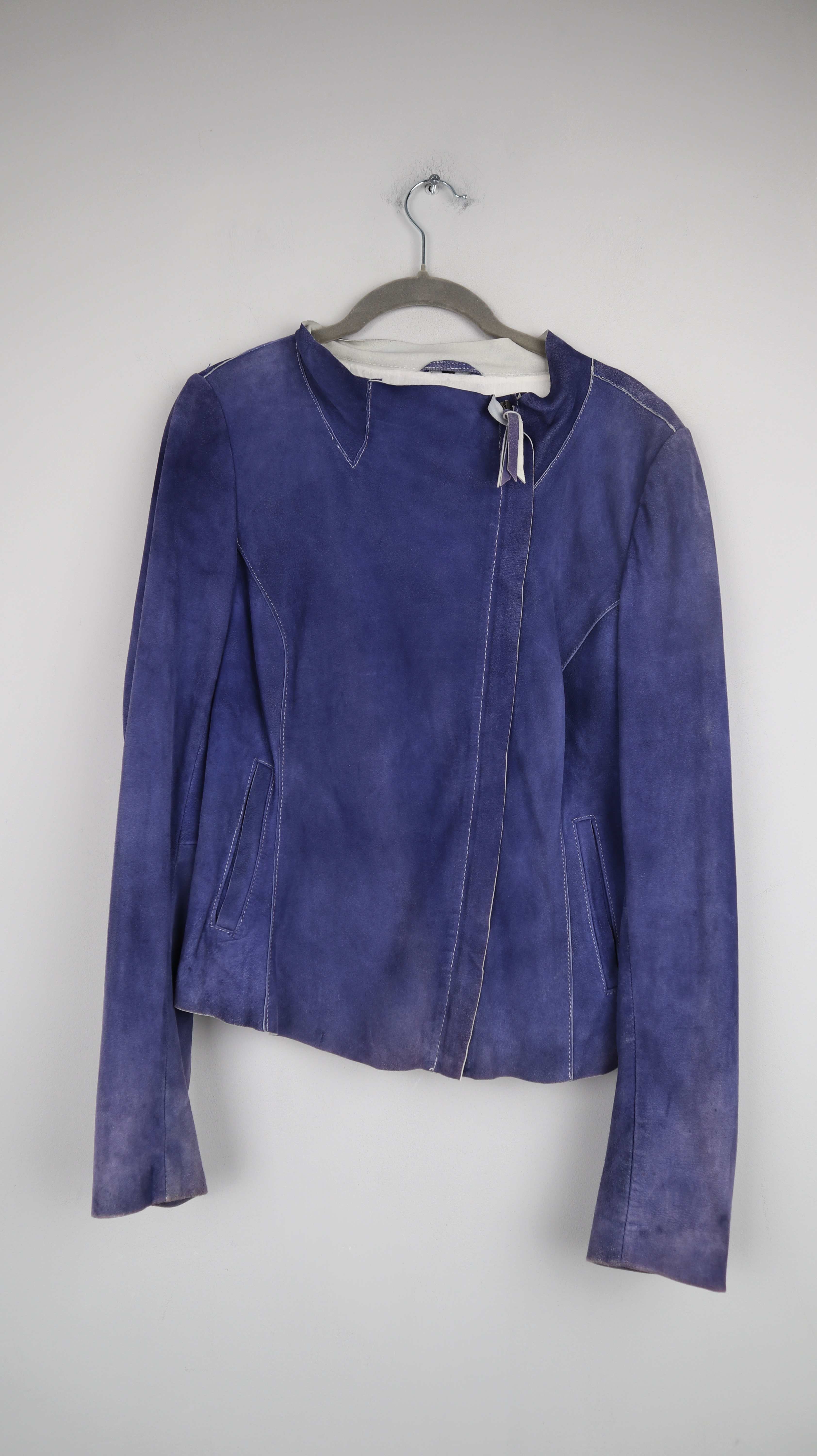 Freaky Nation Lederjacke Blau Wildleder 38 M Bikerjacke Jacke