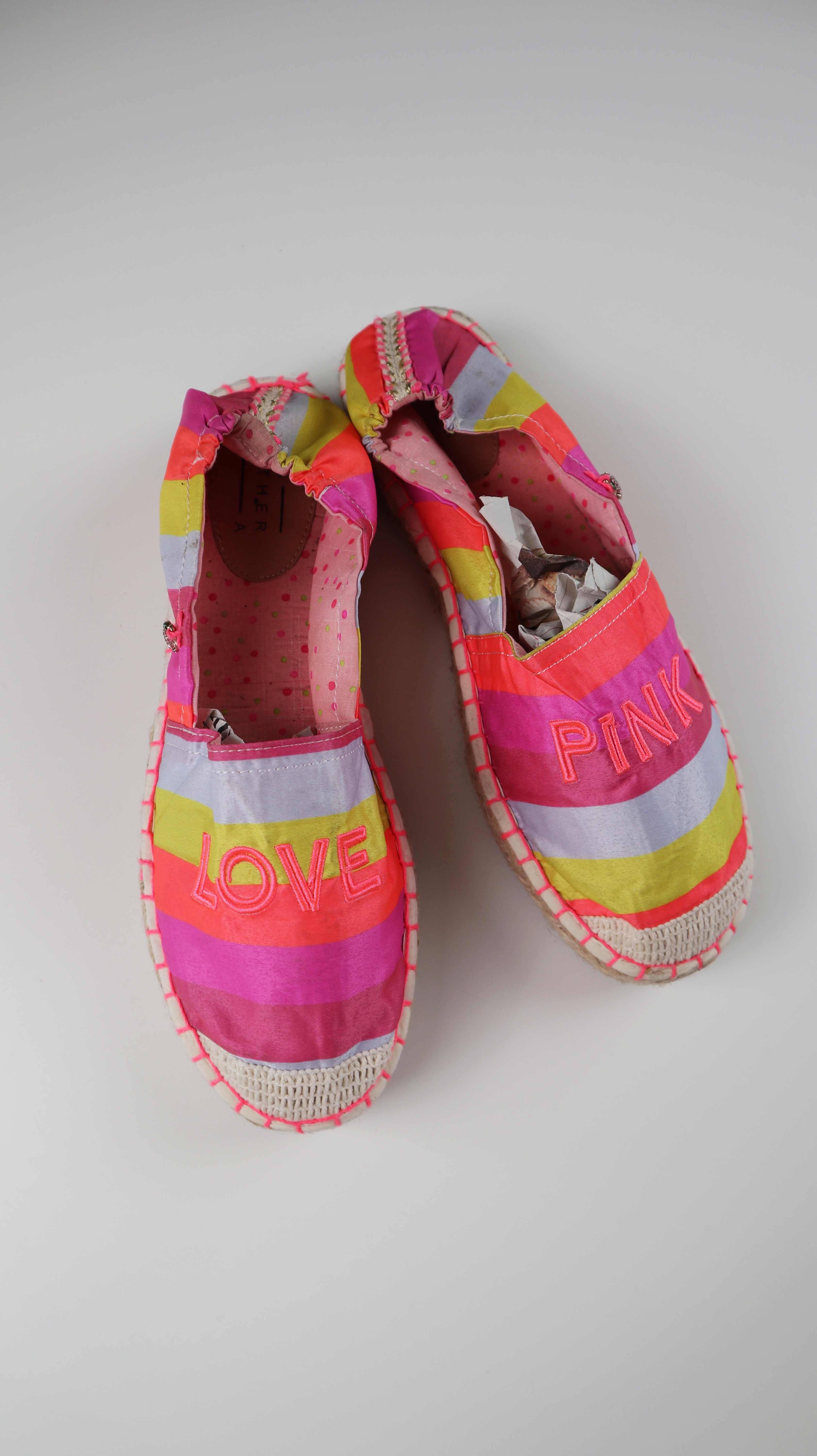Another A Espadrilles Slipper 41 bunt pink gelb gestreift Loafer